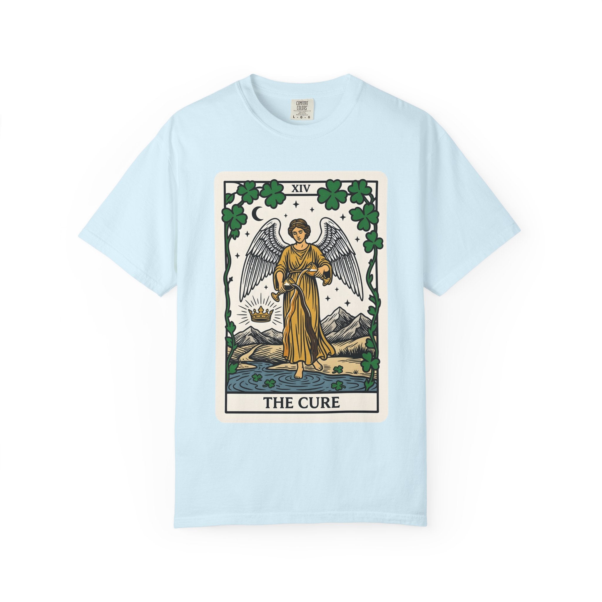 Angel Tarot Card Shirt St Patrick's Day Mystical Gift Women Vintage Tee Oracle Card T-Shirt Luck Fan Retro Tshirt Spiritual Graphic Hand