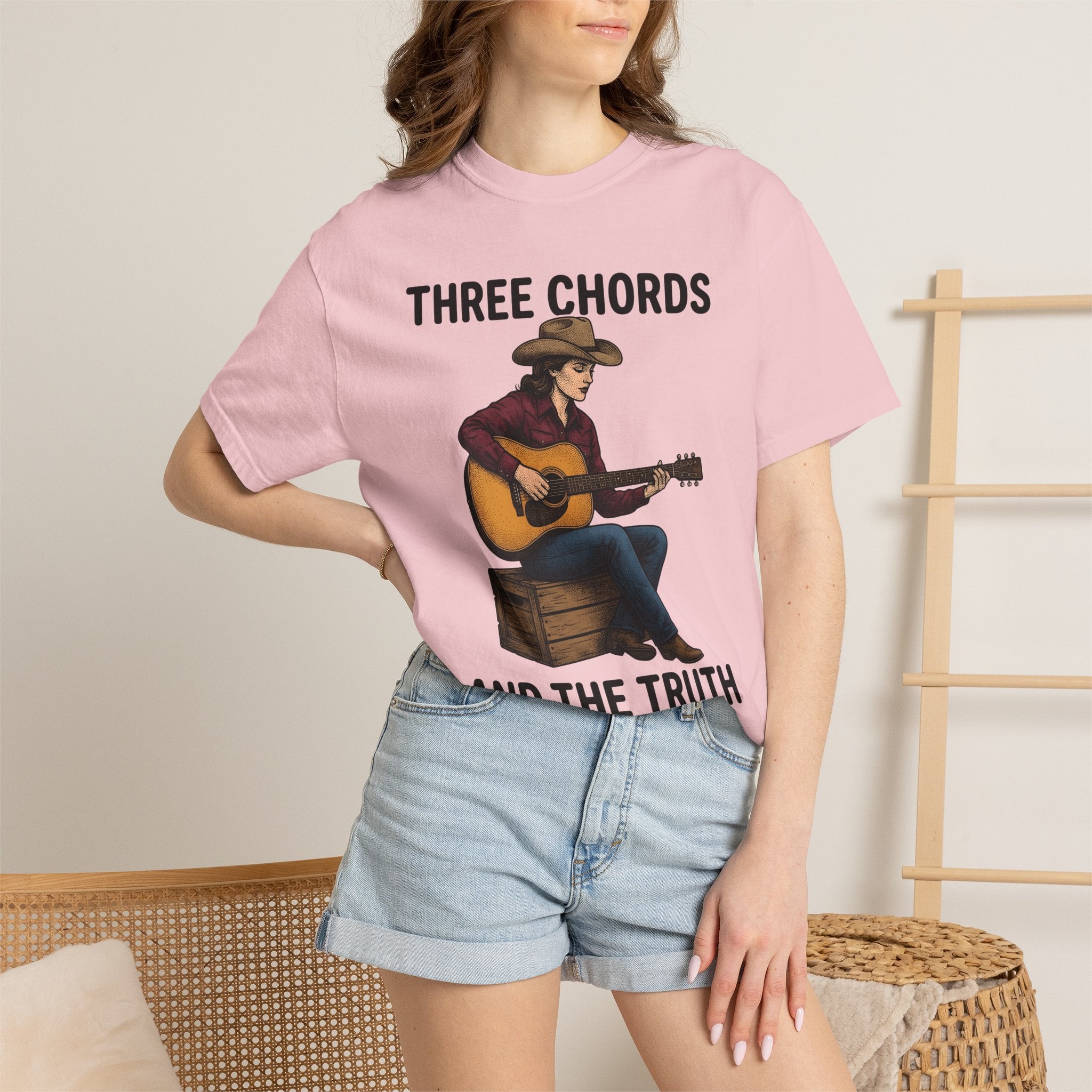 Cowgirl Guitar Shirt Cowgirl Music Gift Women Vintage Tee Guitar T-Shirt Cowboy Fan Retro Tshirt Music Illustration Hand Drawn Cowboy Hat