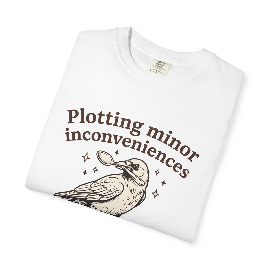 Crow Spoon Shirt Funny Animal Gift Women Hand Drawn Tee Raven T-Shirt Humor Fan Illustrated Graphic Creature Illustration Vintage Sparkles