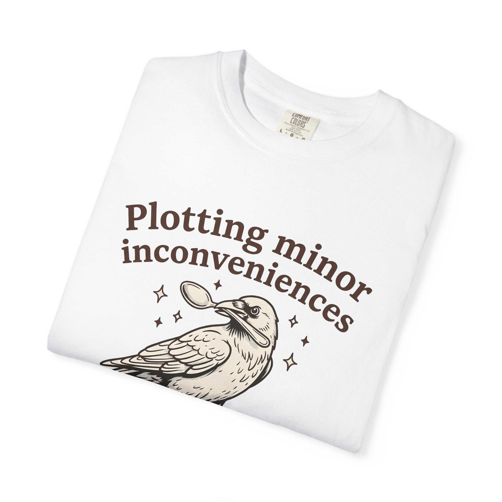 Crow Spoon Shirt Funny Animal Gift Women Hand Drawn Tee Raven T-Shirt Humor Fan Illustrated Graphic Creature Illustration Vintage Sparkles