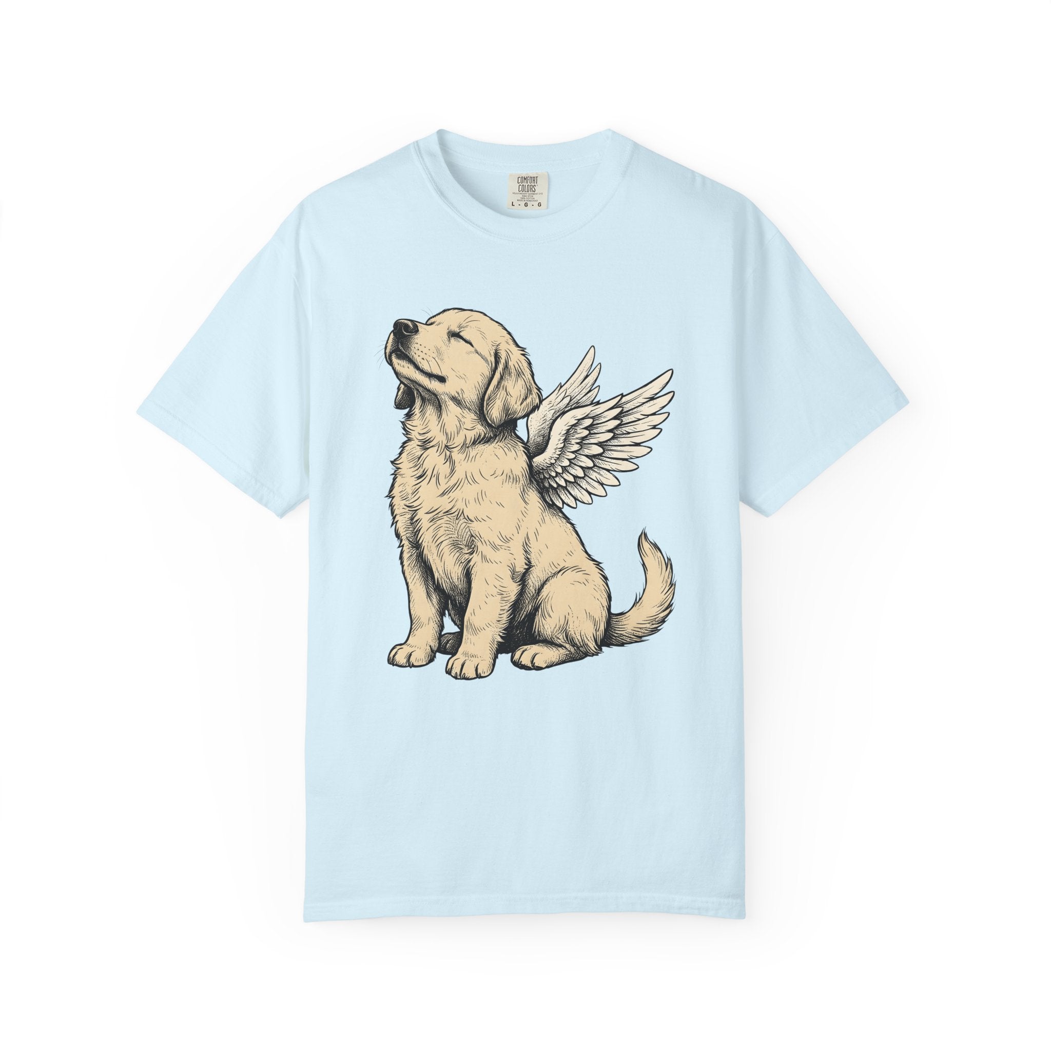 Angel Dog Shirt Dog Angel Gift Women Hand Drawn Tee Puppy T-Shirt Dog Fan Canine Tshirt Spiritual Graphic Vintage Wings Tshirt