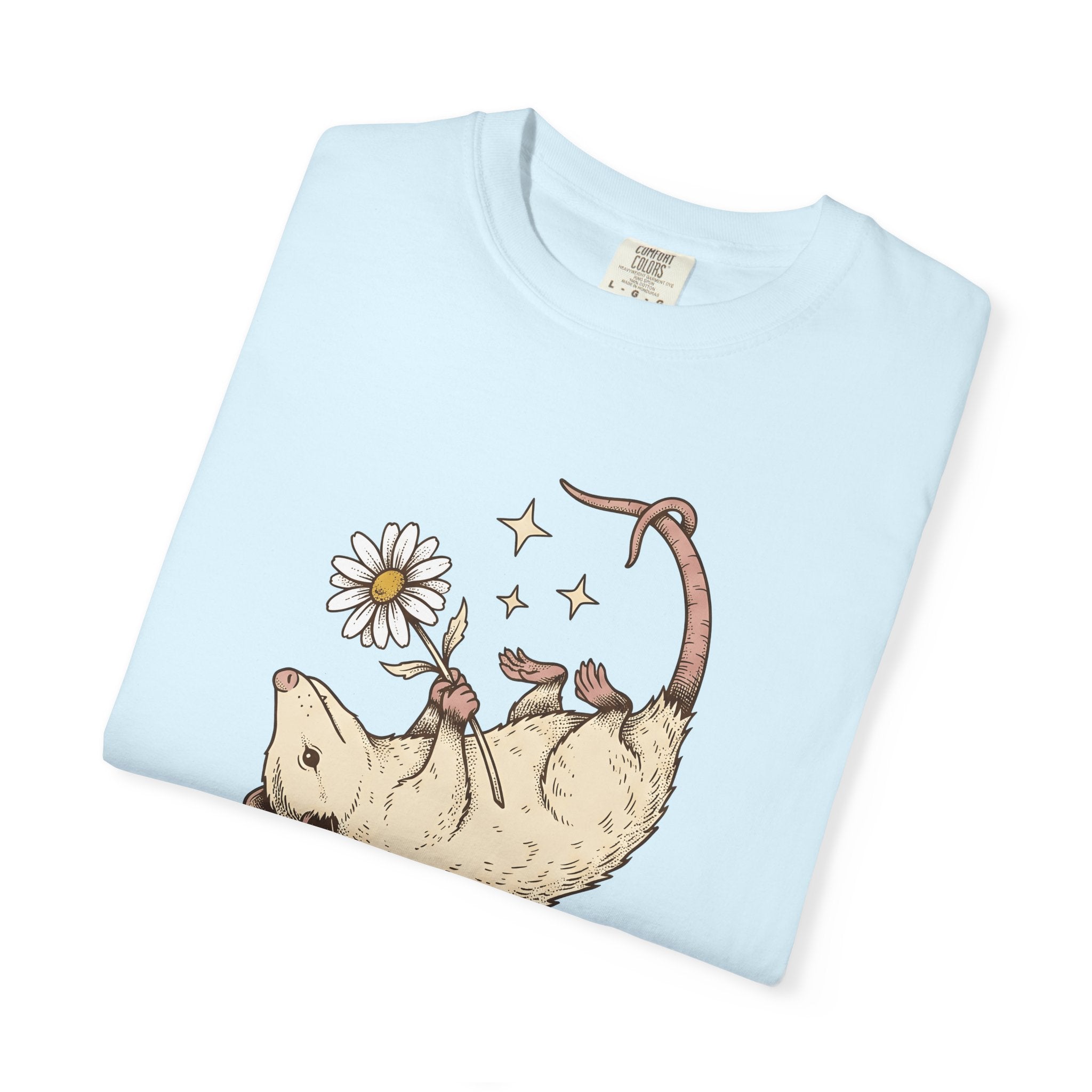 Possum Bloom Shirt Valentine Nature Gift Women Line Art Tee Opossum T-Shirt Cupid Fan Minimalist Tshirt Wildlife Graphic Rustic Twinkles