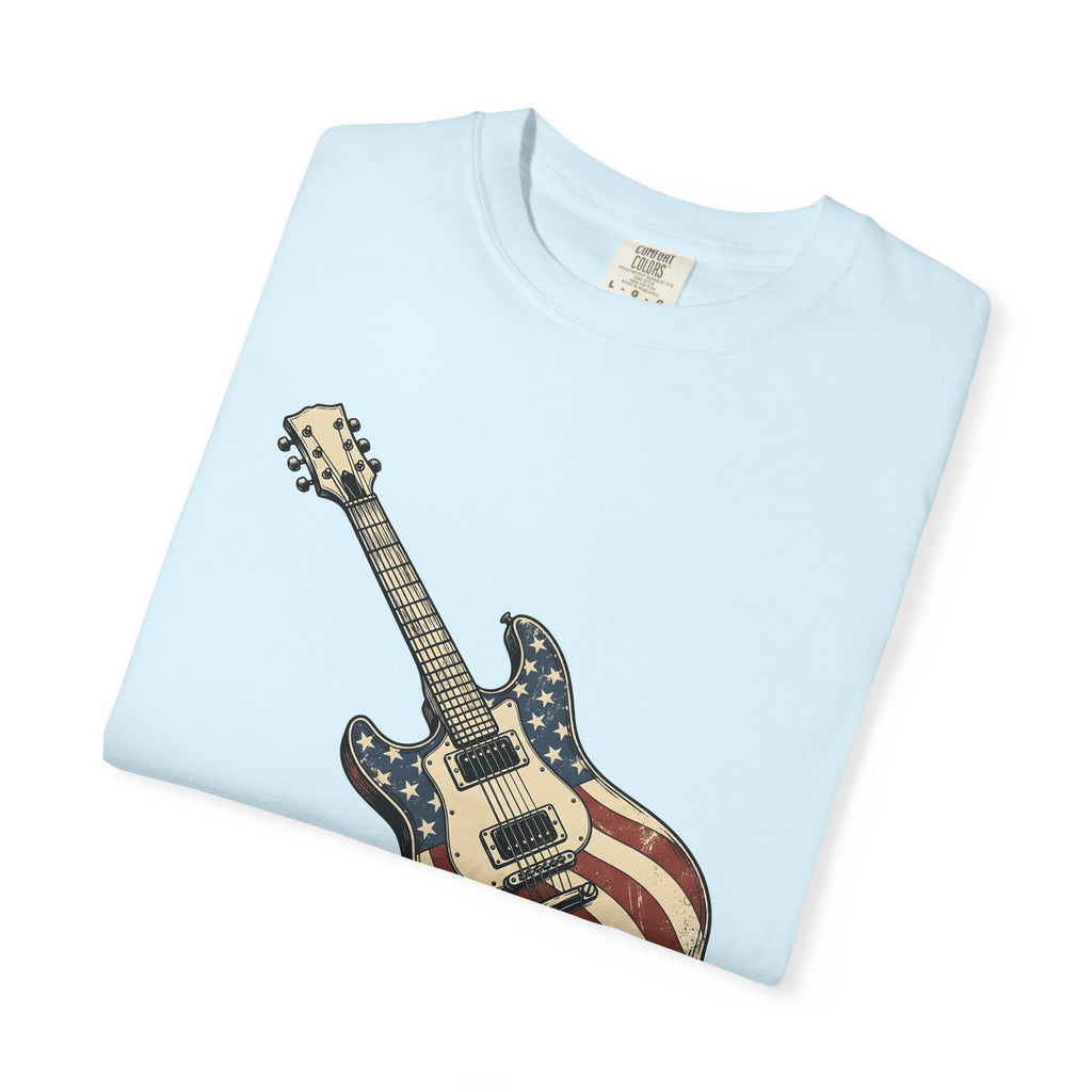 Electric Guitar Shirt America Instruments Gift Women Hand Drawn Tee Guitar T-Shirt Usa Fan Illustrated Tshirt Musical Instrument Graphic