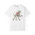 Dog Skeleton Shirt Halloween Dog Gift Women Cartoon Tee Skeleton T-Shirt Spooky Fan Spooky Graphic Halloween Design Retro Bow Tshirt