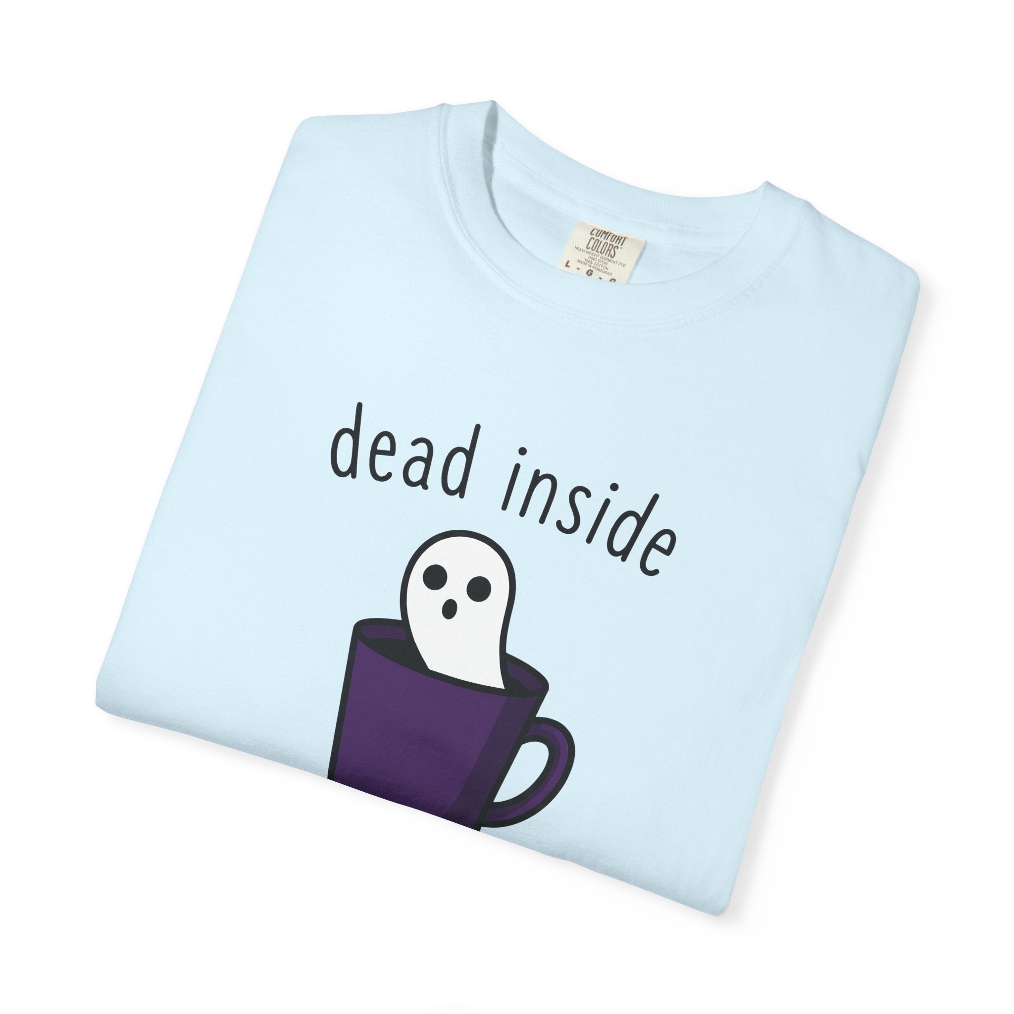 Ghost Coffee Cup Shirt Coffee Humor Gift Women Cartoon Tee Coffee Mug T-Shirt Coffee Fan Toon Tshirt Funny Graphic Minimalist Saucer Tshirt