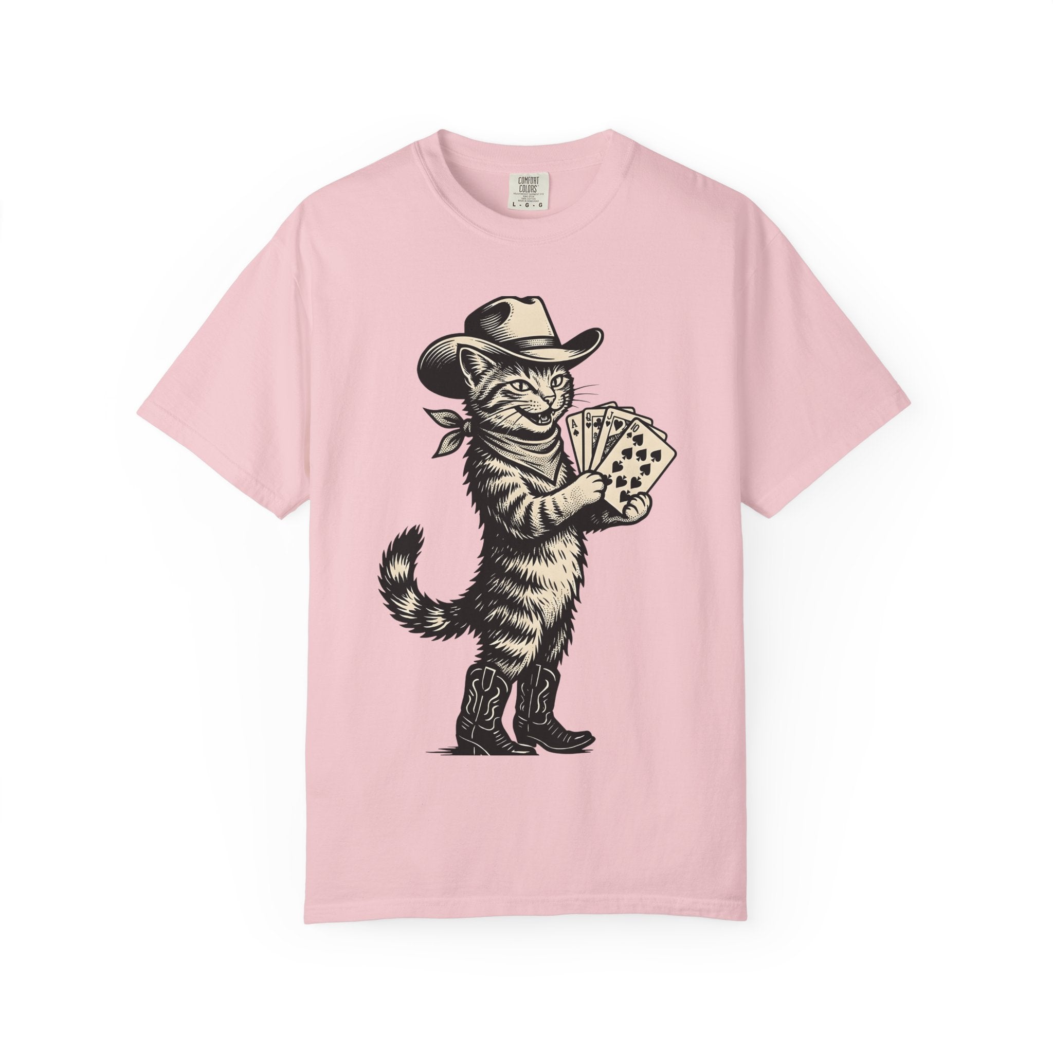 Country Cat Shirt Cat Frontier Gift Women Antique Tee Kitty T-Shirt Feline Fan Vintage Tshirt Western Graphic Outline Playing Card Tshirt