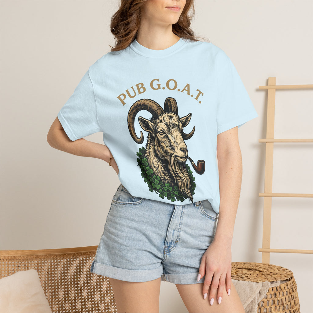Goat Smoking Cigar Shirt St Patrick's Day Tavern Gift Women Retro Tee Billy Goat T-Shirt Irish Fan Vintage Tshirt Pub Graphic Sketch Clover