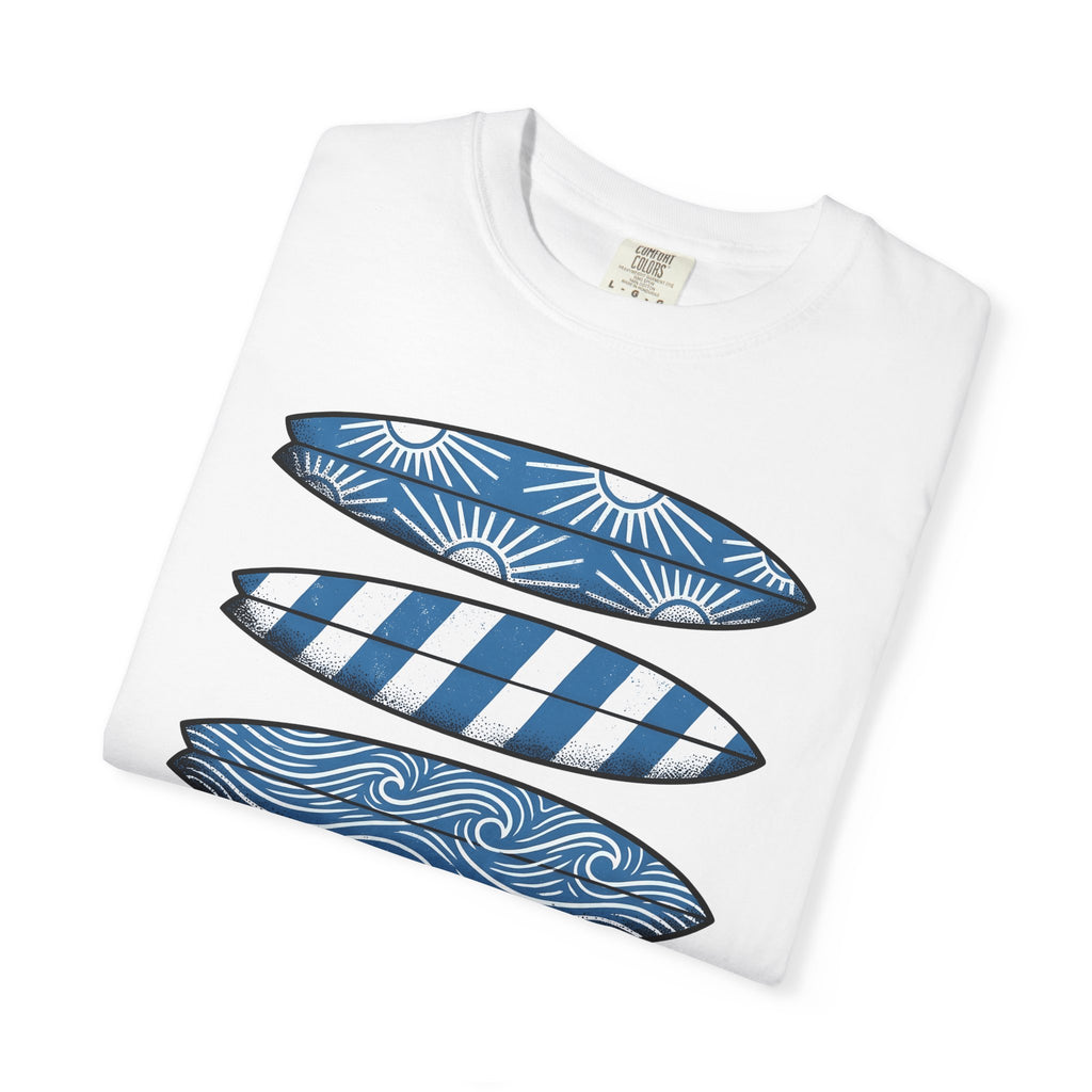 Surfboard Stack Shirt Surfing Coast Gift Women Folk Tee Surfboards T-Shirt Surfer Fan Handmade Tshirt Coastal Graphic Old School Abstract