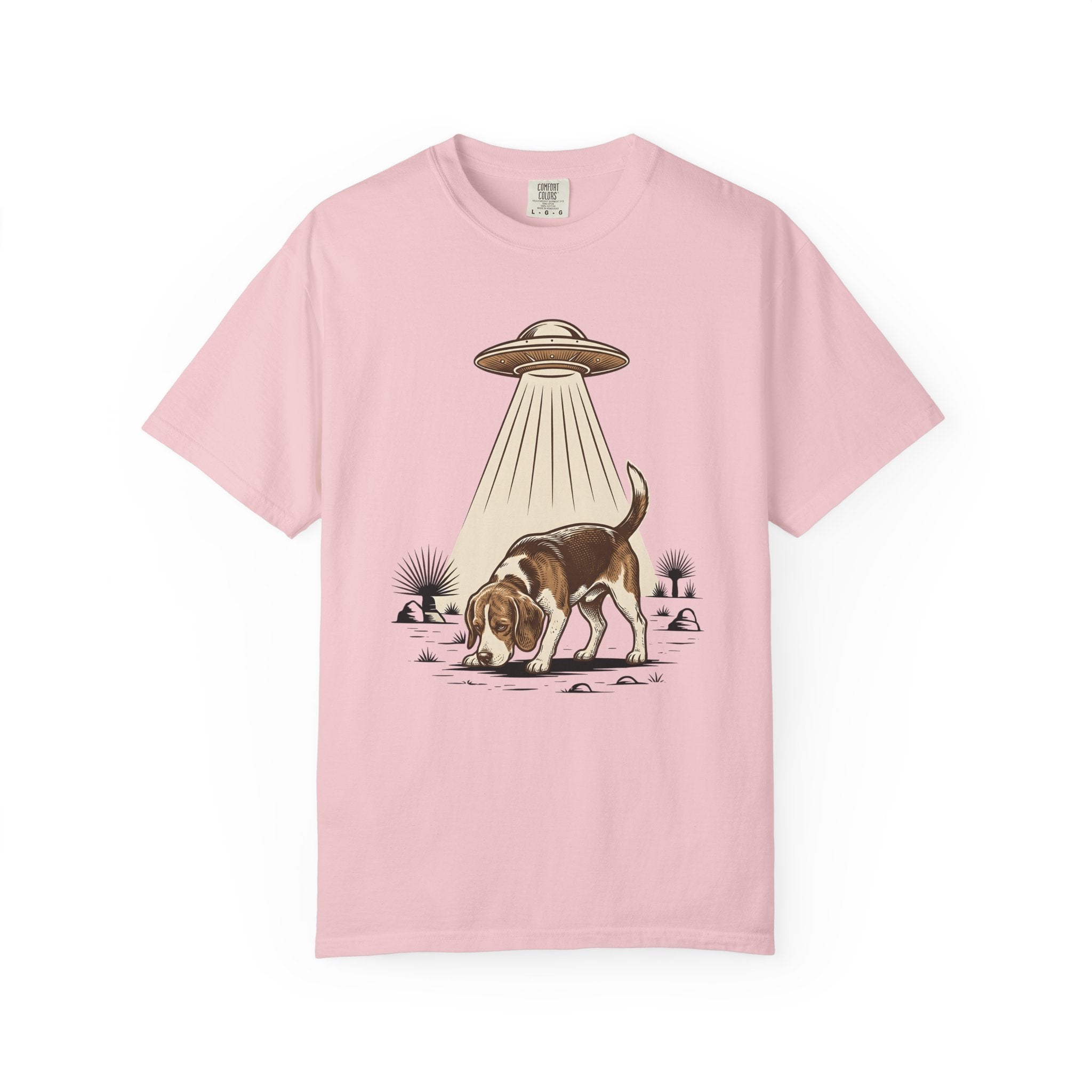 Beagle Puppy Shirt Dog Sci-Fi Gift Women Retro Tee Puppy T-Shirt Dog Fan Hound Tshirt Space Graphic Antique Ufo Tshirt