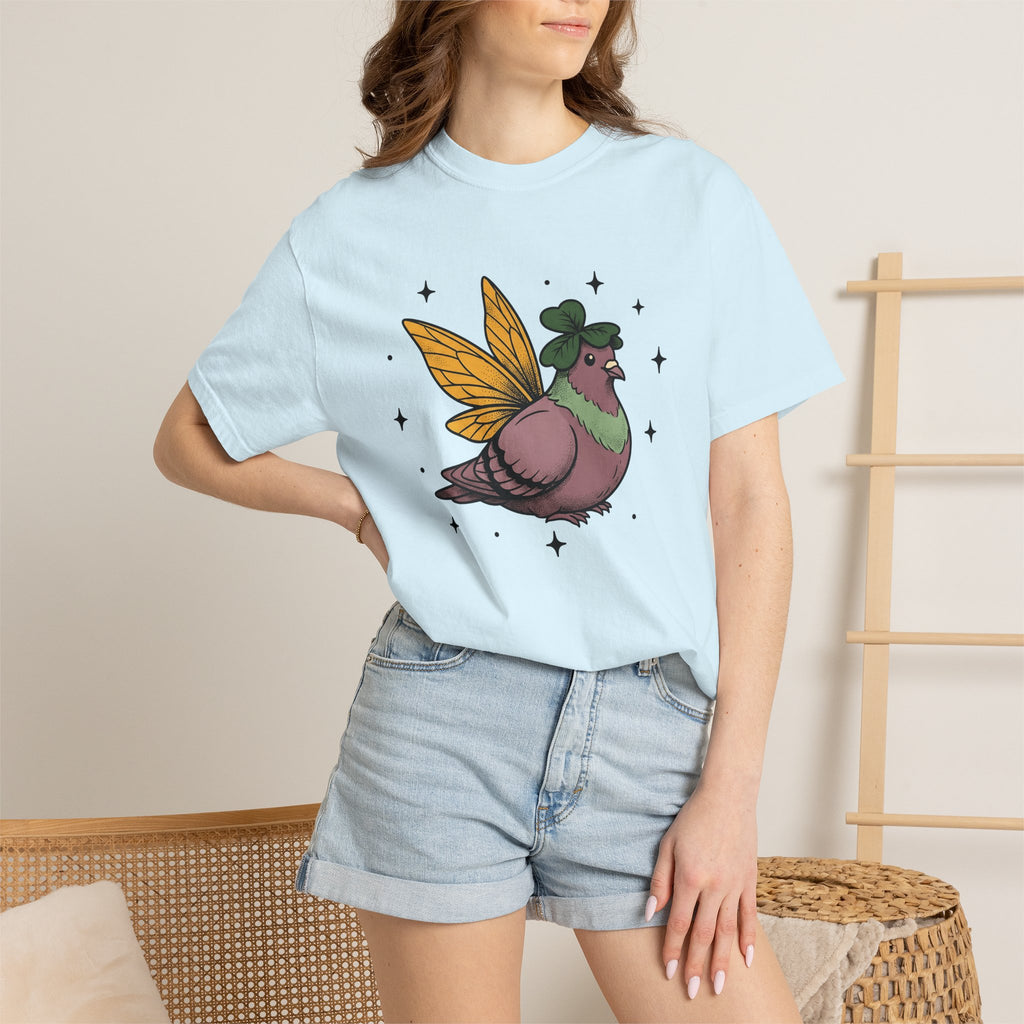 Fairy Bird Shirt Cute Critter Gift Women Cartoon Tee Sprite T-Shirt Adorable Fan Comic Tshirt Creature Graphic Line Art Leaf Hat Tshirt