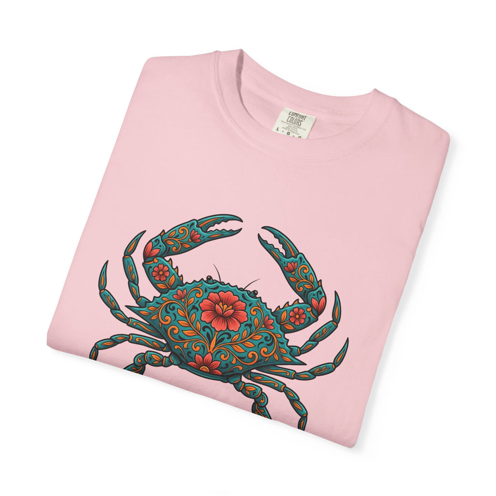 Floral Crab Shirt Animals & Flowers Ocean Gift Women Boho Tee Crab T-Shirt Flower Fan Boho Chic Tshirt Sea Graphic Folk Art Mandala Tshirt