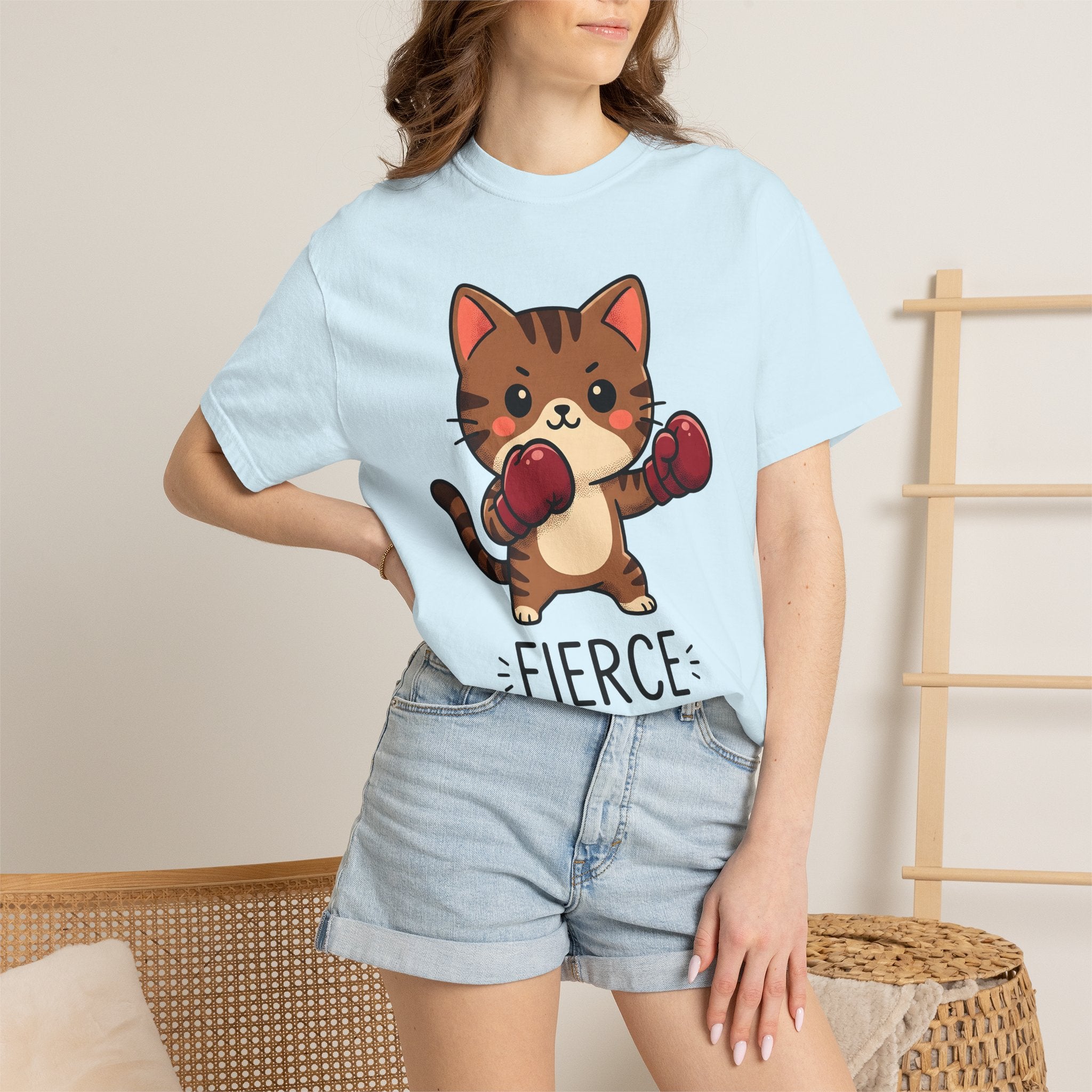 Boxing Kitty Shirt Cat Wildlife Gift Women Charming Tee Boxing Cat T-Shirt Cat Fan Feline Graphic Tshirt Animal Illustration Animation