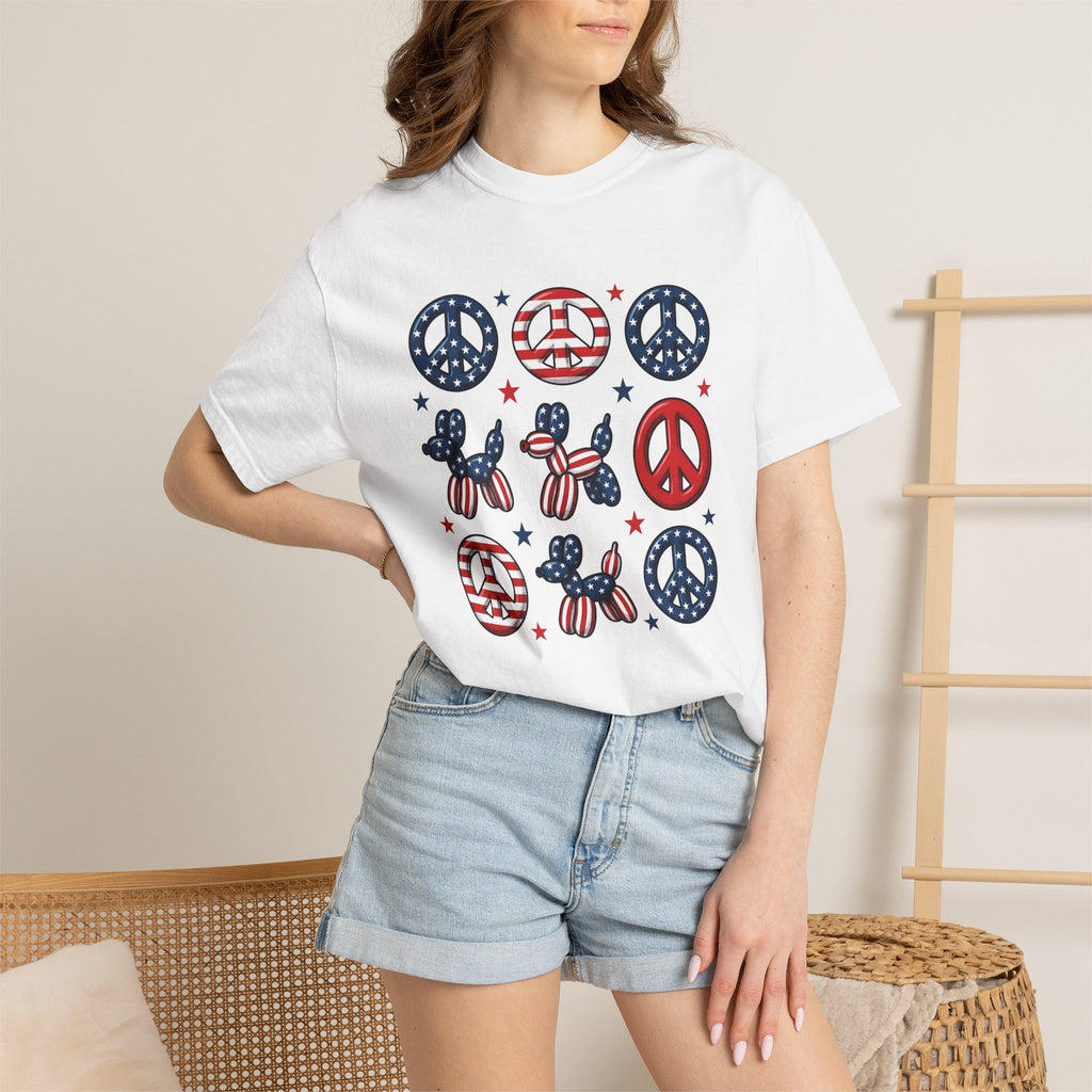 Usa Peace Gesture Shirt America 4Th Of July Party Gift Women Comic Tee Peace Sign T-Shirt Patriot Fan Cartoon Tshirt Party Graphic Old