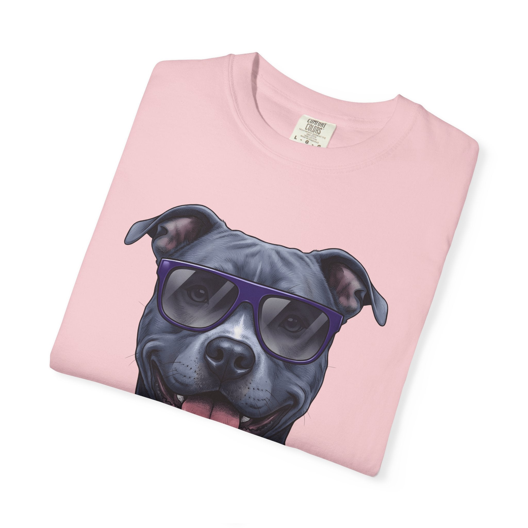 Pitbull Sunnies Shirt Dog Comedy Gift Women Detailed Tee Doggy Shades T-Shirt Dog Fan Realistic Tshirt Humor Graphic Old School Grin Tshirt