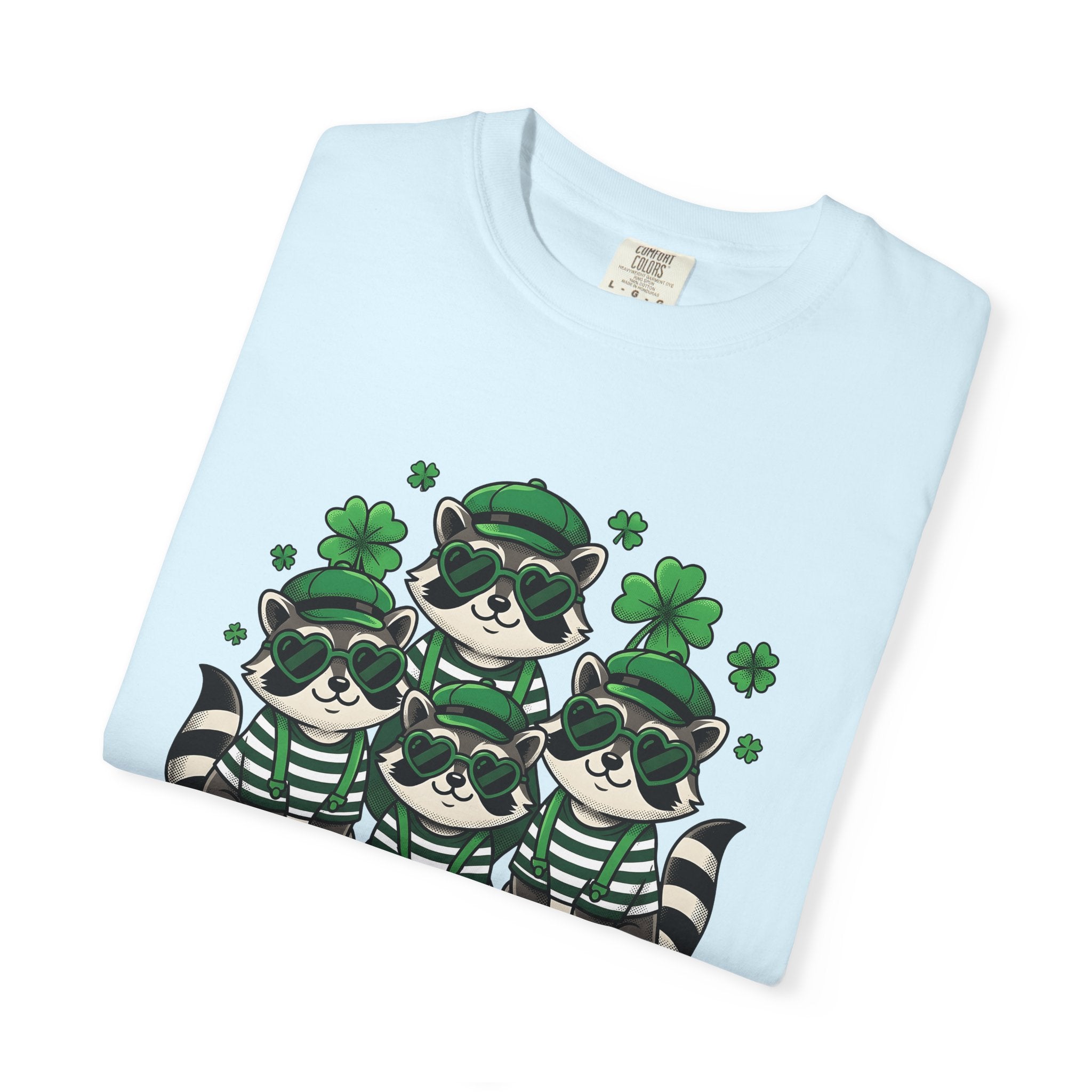Raccoon Group Shirt St Patrick's Day Animal Gift Women Kawaii Tee Trash Panda T-Shirt Irish Fan Cute Tshirt Wildlife Graphic Retro Shamrock