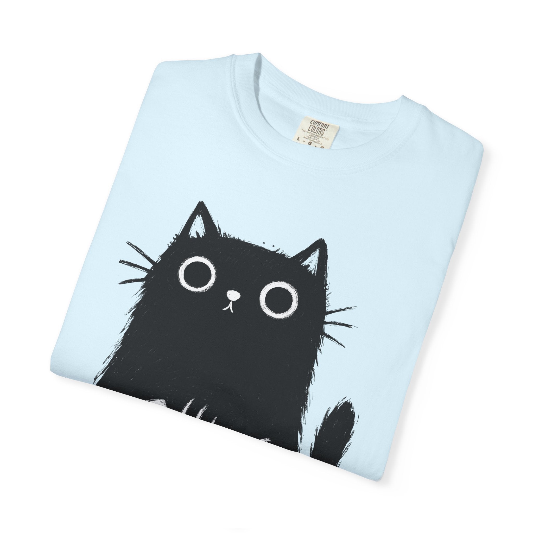 Black Kitten Shirt Cat Alternative Gift Women Hand Drawn Tee Kitten T-Shirt Cat Fan Illustrated Tshirt Punk Graphic Simple Fish Bone Tshirt