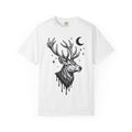 Buck Horns Shirt Boho Chic Forest Gift Women Cartoon Tee Antlers T-Shirt Bohemian Fan Tooned Tshirt Woods Graphic Sketch Moon Shape Tshirt
