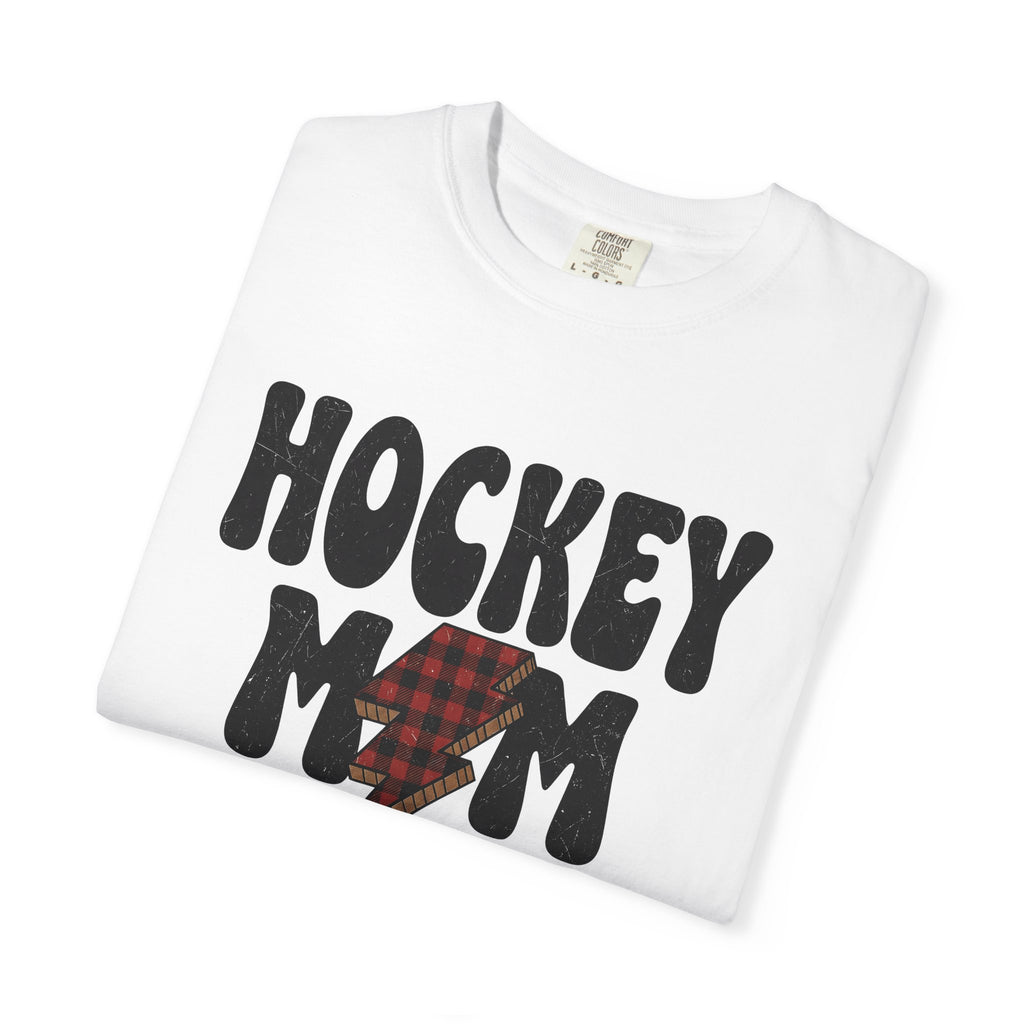 Plaid Lightning Bolt Shirt Hockey Mom Games Gift Women Hand Drawn Tee Tartan Bolt T-Shirt Hockey Mom Fan Illustrated Graphic Tshirt