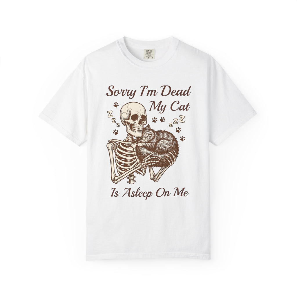 Bone Cat Shirt Cat Comedy Gift Women Rustic Tee Skeleton T-Shirt Feline Fan Vintage Tshirt Humor Graphic Line Art Cat Tracks Tshirt
