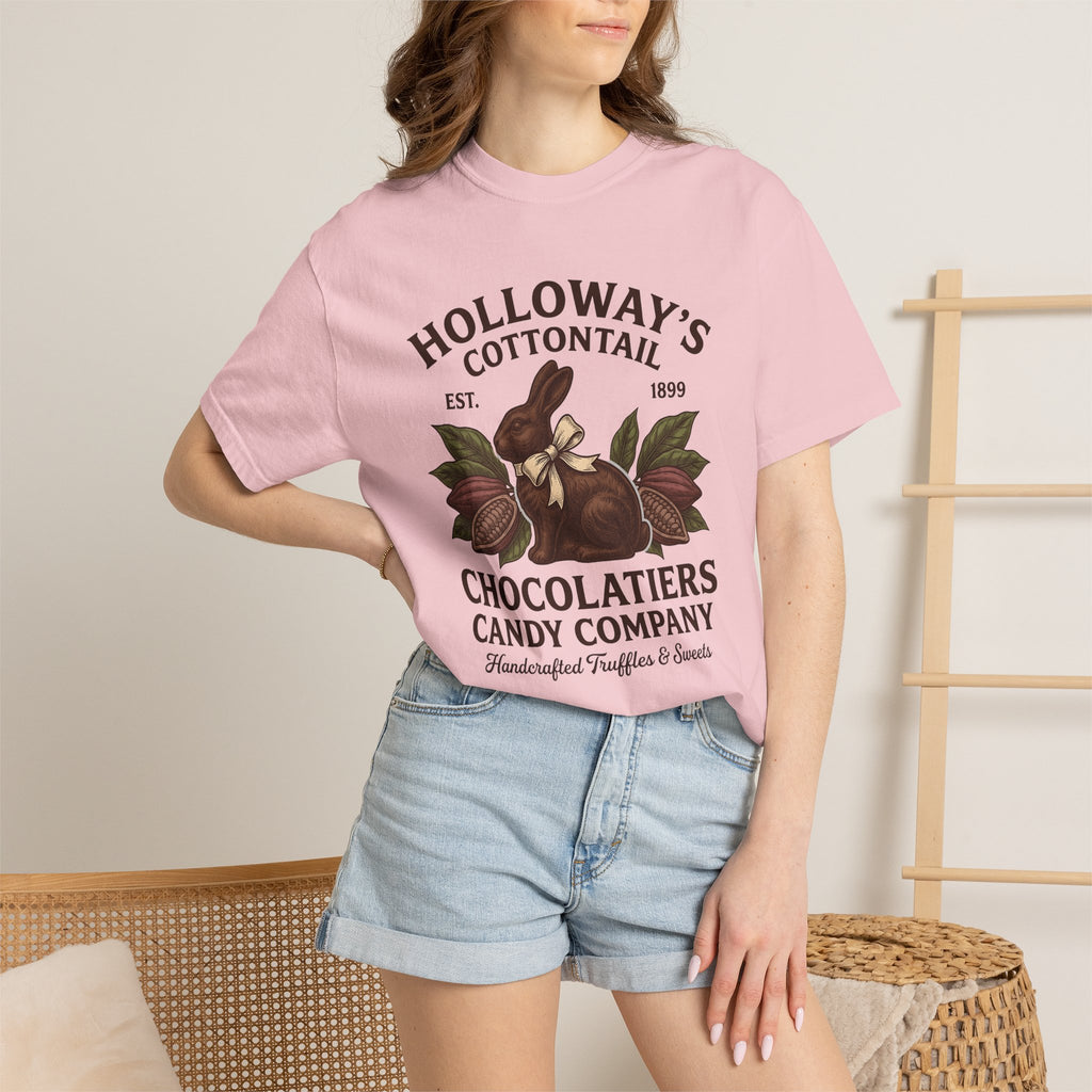 Chocolate Rabbit Shirt Easter Treats Gift Women Old School Tee Chocolate Bunny T-Shirt Easter Fan Chocolatey Tshirt Sweets Graphic Line Art
