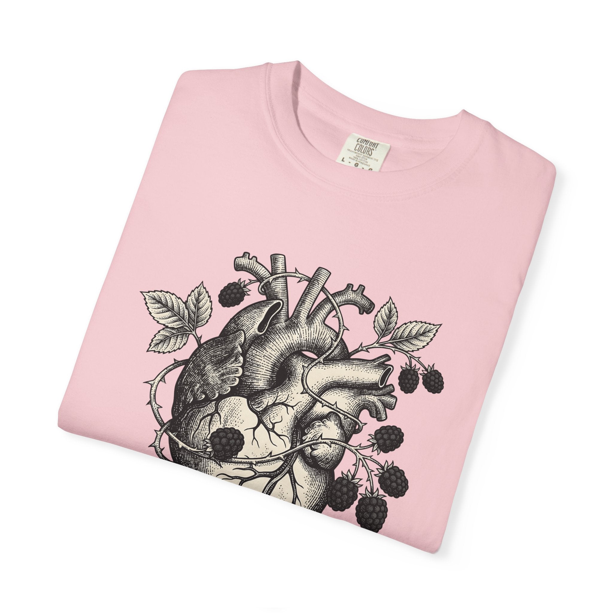 Human Heart Shirt Botanical Environment Gift Women Old School Tee Heart T-Shirt Botanical Fan Vintage Tshirt Eco Graphic Illustration Berry