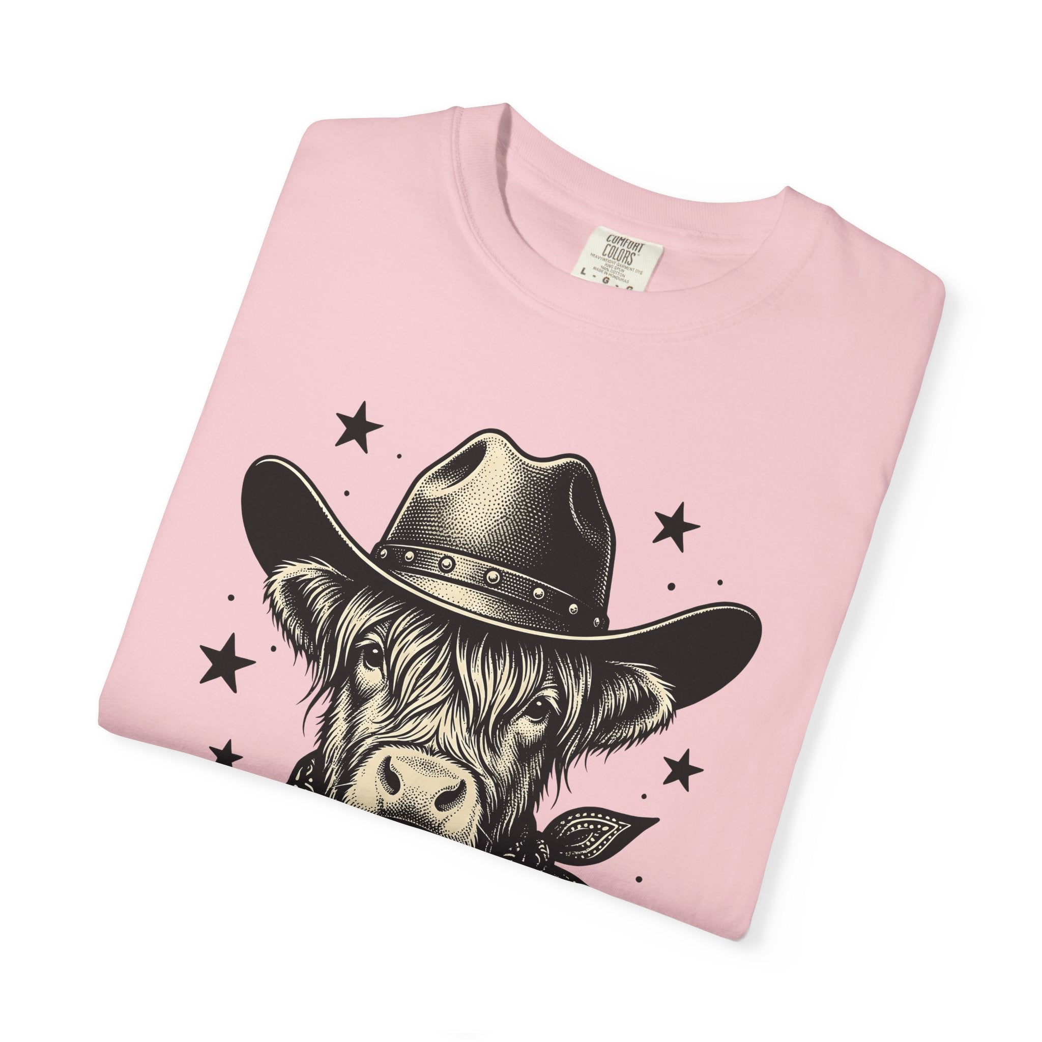 Western Cow Shirt Cowgirl Animal Gift Women Sketch Tee Cowboy T-Shirt Rodeo Fan Cattle Graphic Cattle Illustration Line Art Kerchief Tshirt