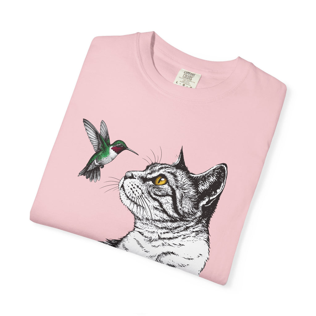 Feline Portrait Shirt Cat Pet Gift Women Line Art Tee Cat T-Shirt Cat Fan Kitten Graphic Illustration Classic Hummingbird Tshirt