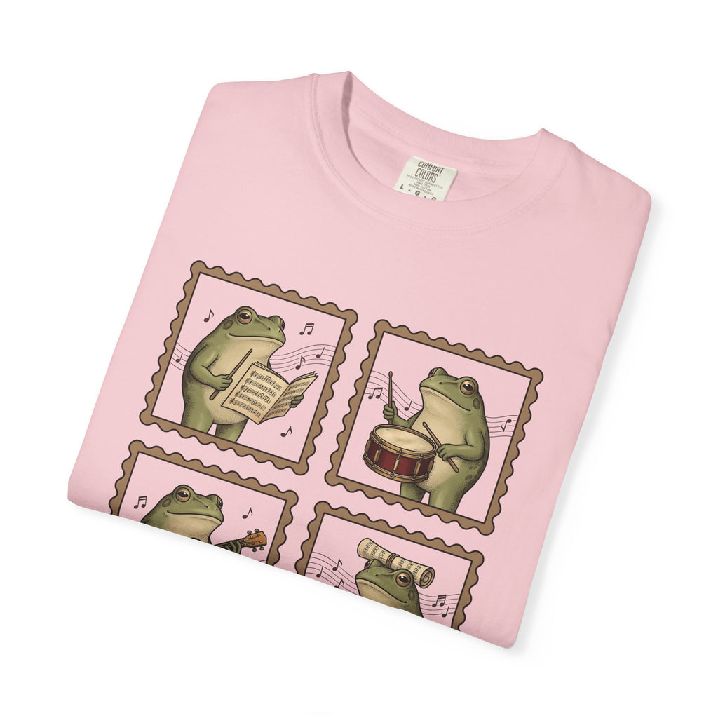 Frog Players Shirt Music Critters Gift Women Sketch Tee Toad T-Shirt Music Fan Drawing Tshirt Antique Melody Signs Tshirt