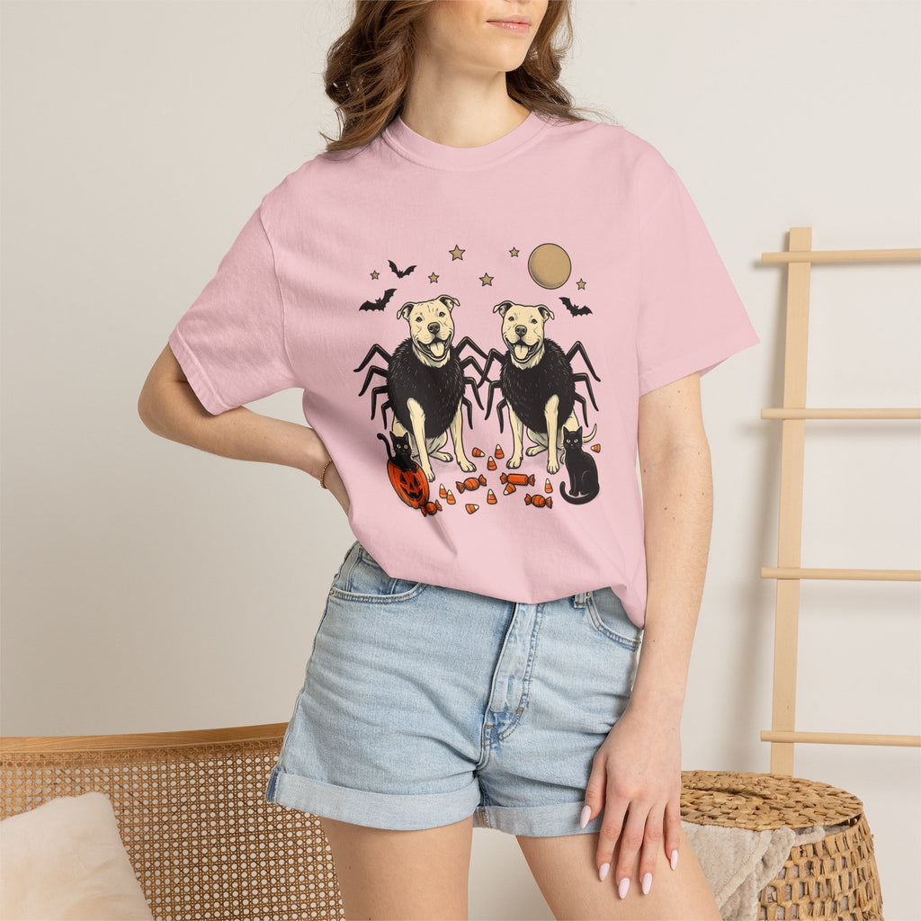 Spider Dog Shirt Dog Costume Gift Women Retro Tee Arachnid Dog T-Shirt Dog Fan Canine Graphic Design Sketch Black Cat Tshirt