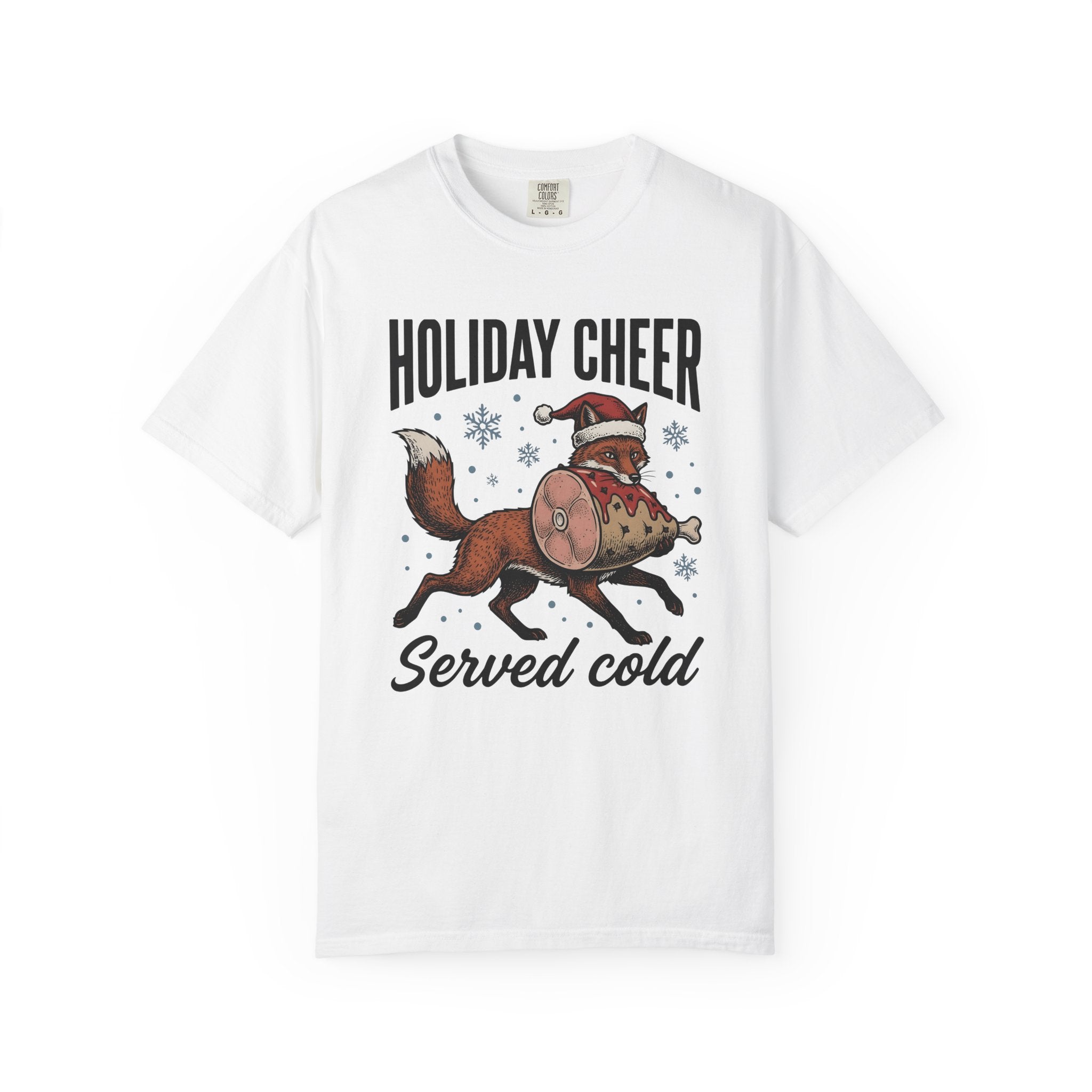 Fox Christmas Hat Shirt Christmas Wildlife Gift Women Retro Tee Fox T-Shirt Xmas Fan Vintage Tshirt Animal Graphic Sketch Snow Tshirt