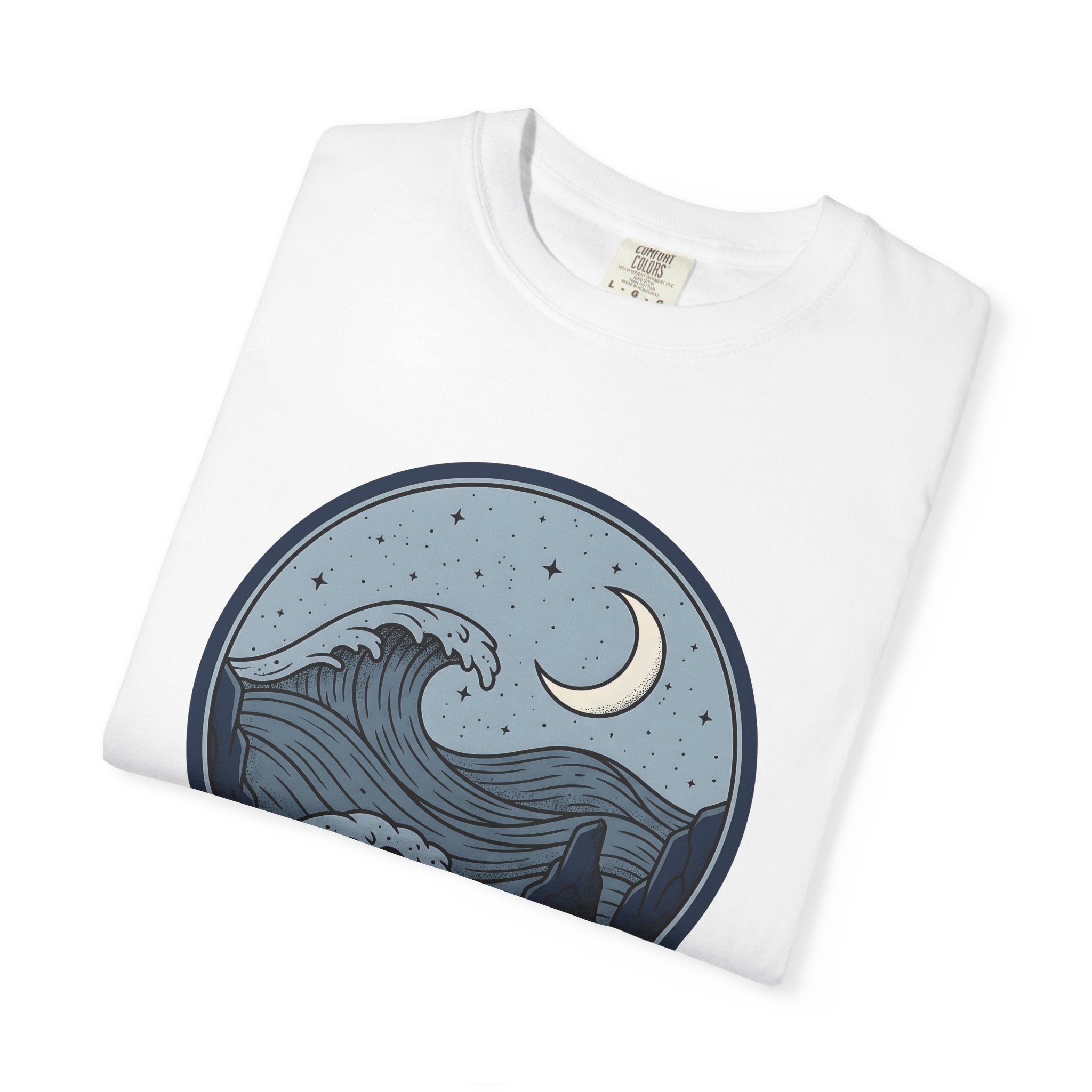 Coastal Waves Shirt Ocean Space Gift Women Rustic Tee Surf T-Shirt Sea Fan Vintage Tshirt Galaxy Graphic Traditional Moon Phase Tshirt
