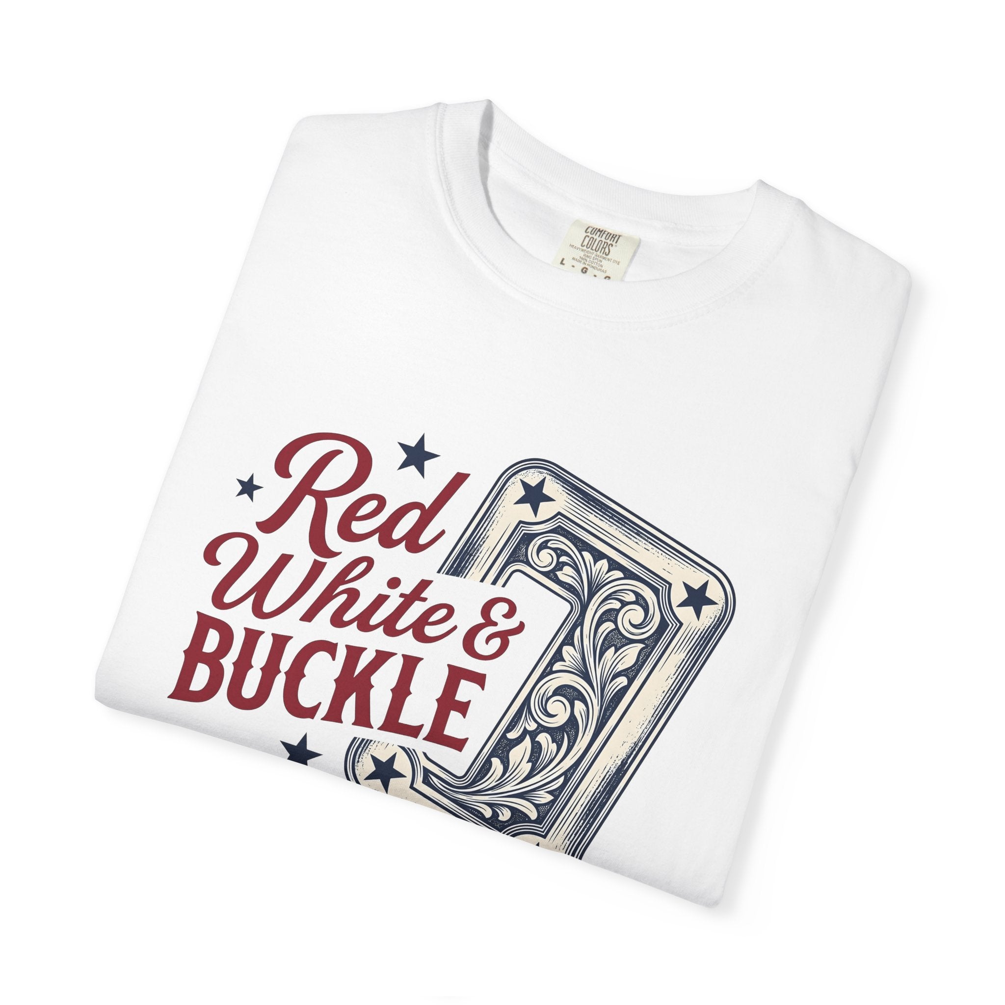 Cowboy Belt Buckle Shirt 4th Of July Rodeo Gift Women Rustic Tee Belt Buckle T-Shirt Patriot Fan Western Tshirt Rodeo Graphic Throwback Star