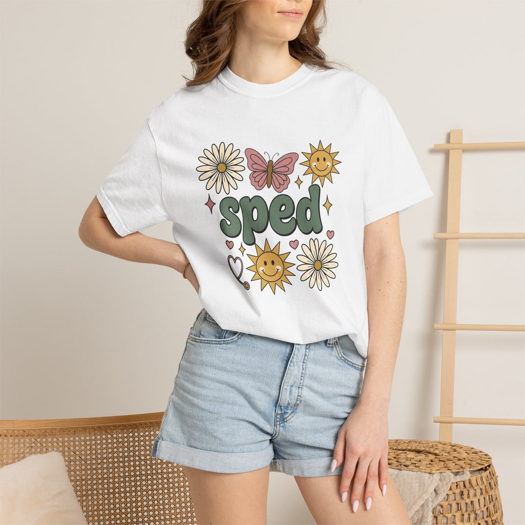 Sunflower Daisy Butterfly Shirt Teachers Floral Gift Women Boho Tee Flower T-Shirt Educator Enthusiast Bohemian Tshirt Floral Graphic Retro