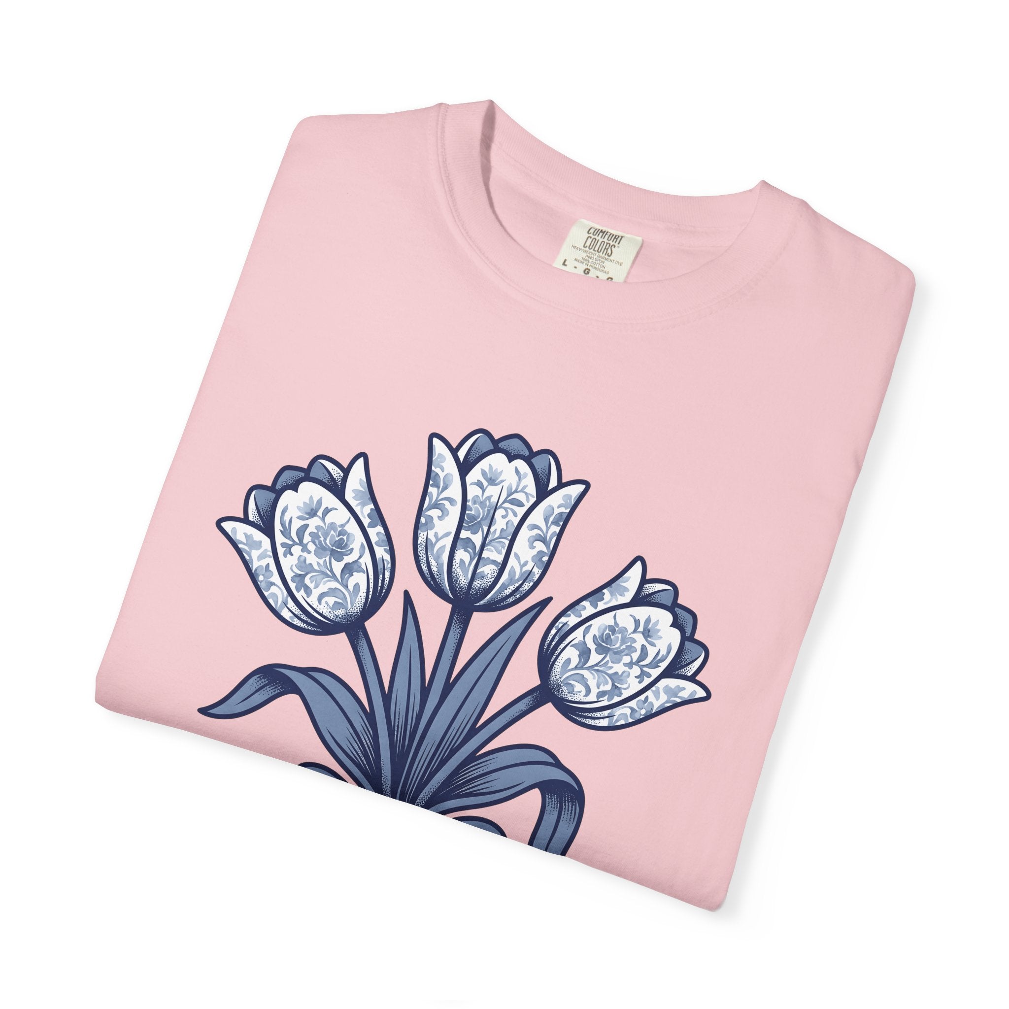 Tulip Flowers Shirt Easter Bouquet Gift Women Retro Tee Flower T-Shirt Spring Fan Floral Tshirt Floral Graphic Simple Bow Tshirt