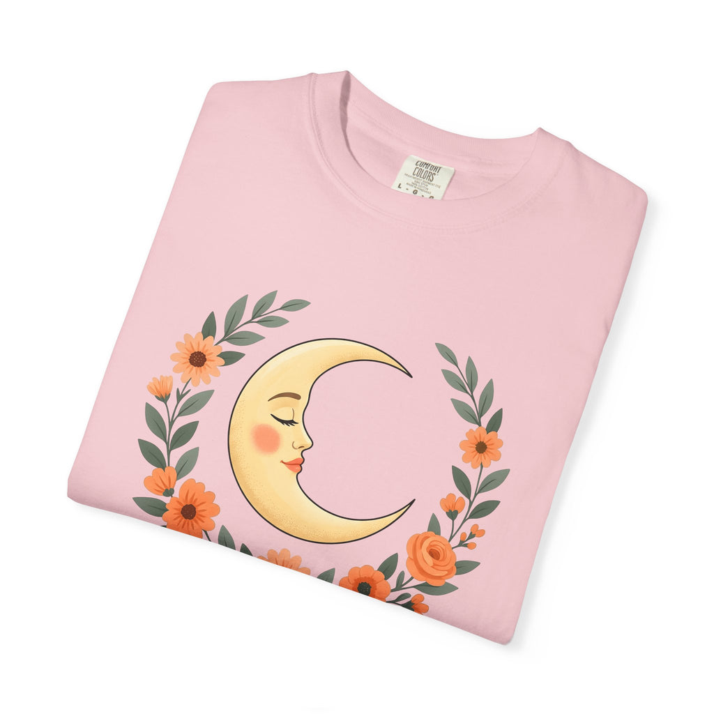 Crescent Moon Shirt Boho Chic Astrology Gift Women Hippie Tee Lunar T-Shirt Bohemian Fan Psychedelic Tshirt Zodiac Graphic Retro Flower