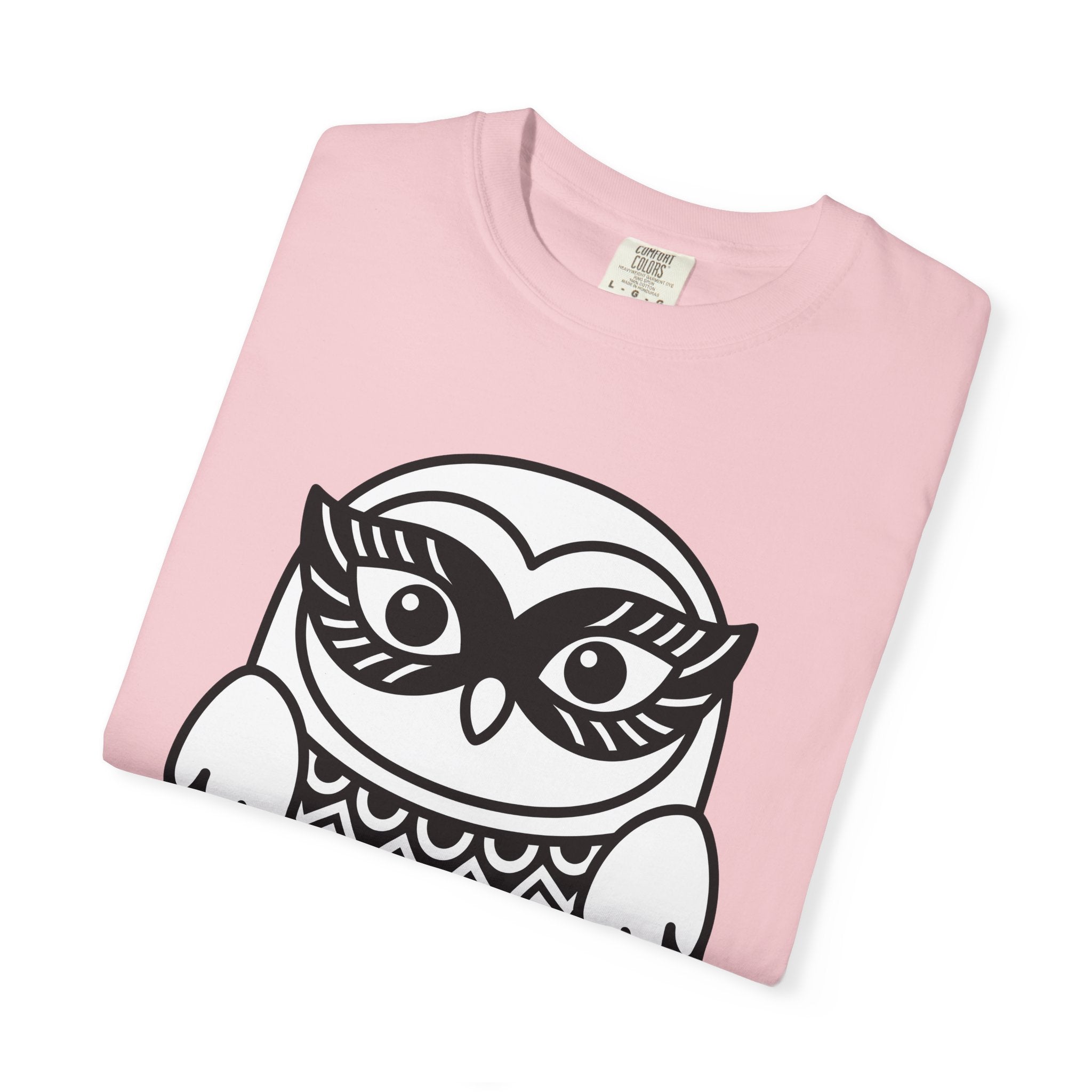 Owl Drawing Shirt Owl Nature Gift Women Folk Tee Hoot T-Shirt Owl Fan Primitive Tshirt Wilderness Graphic Clean Wave Stripes Tshirt