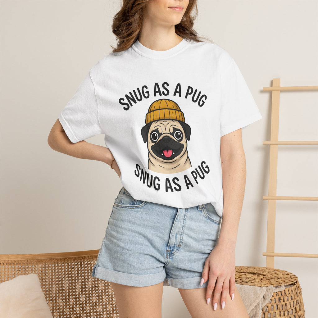 Pug Dog Shirt Dog Humor Gift Women Cartoon Tee Puggle T-Shirt Dog Fan Comic Graphic Tshirt Hand Drawn Beanie Hat Tshirt