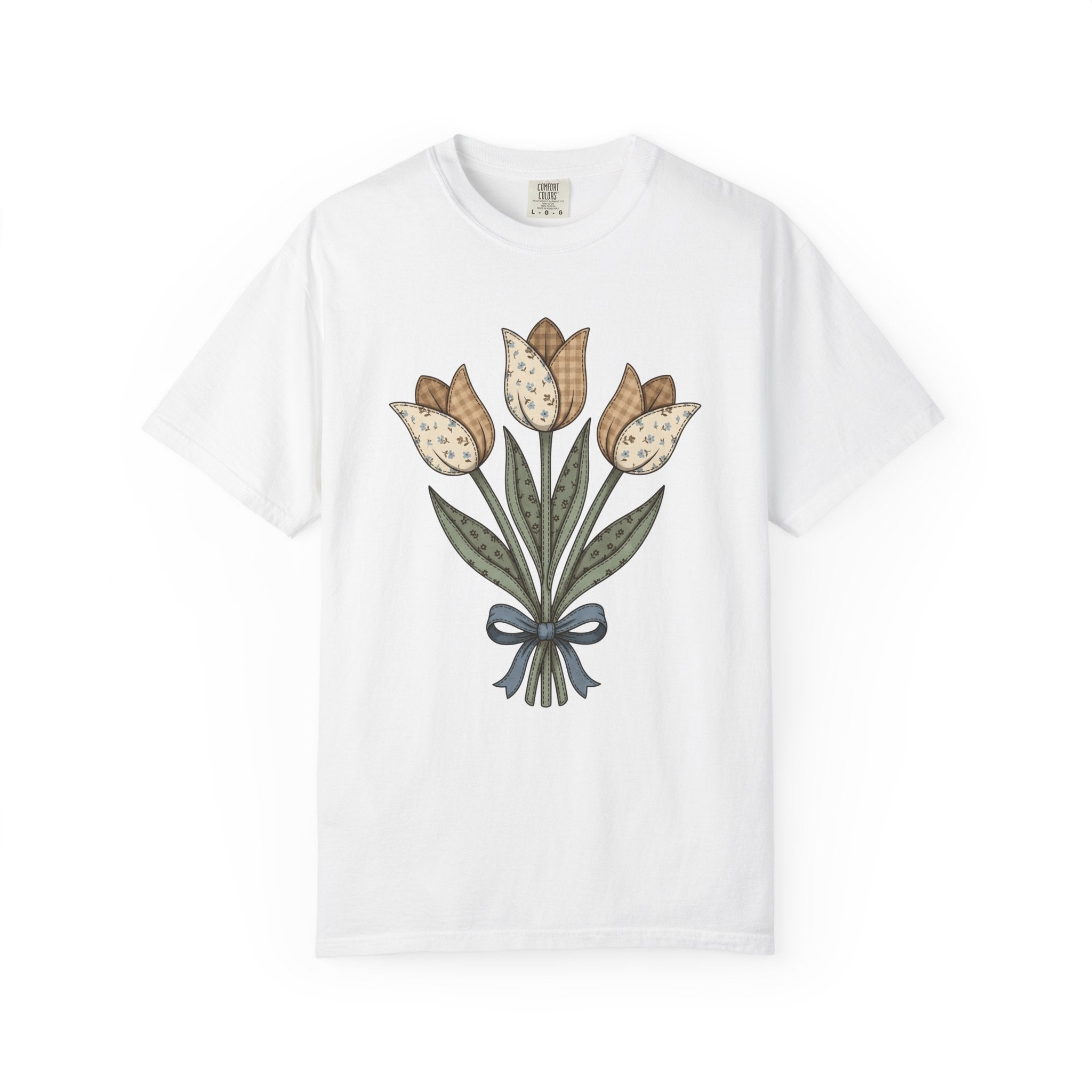 Tulip Flowers Shirt Easter Buds Gift Women Vintage Tee Tulips T-Shirt Spring Fan Distressed Tshirt Blossoms Graphic Shabby Chic Tie Tshirt
