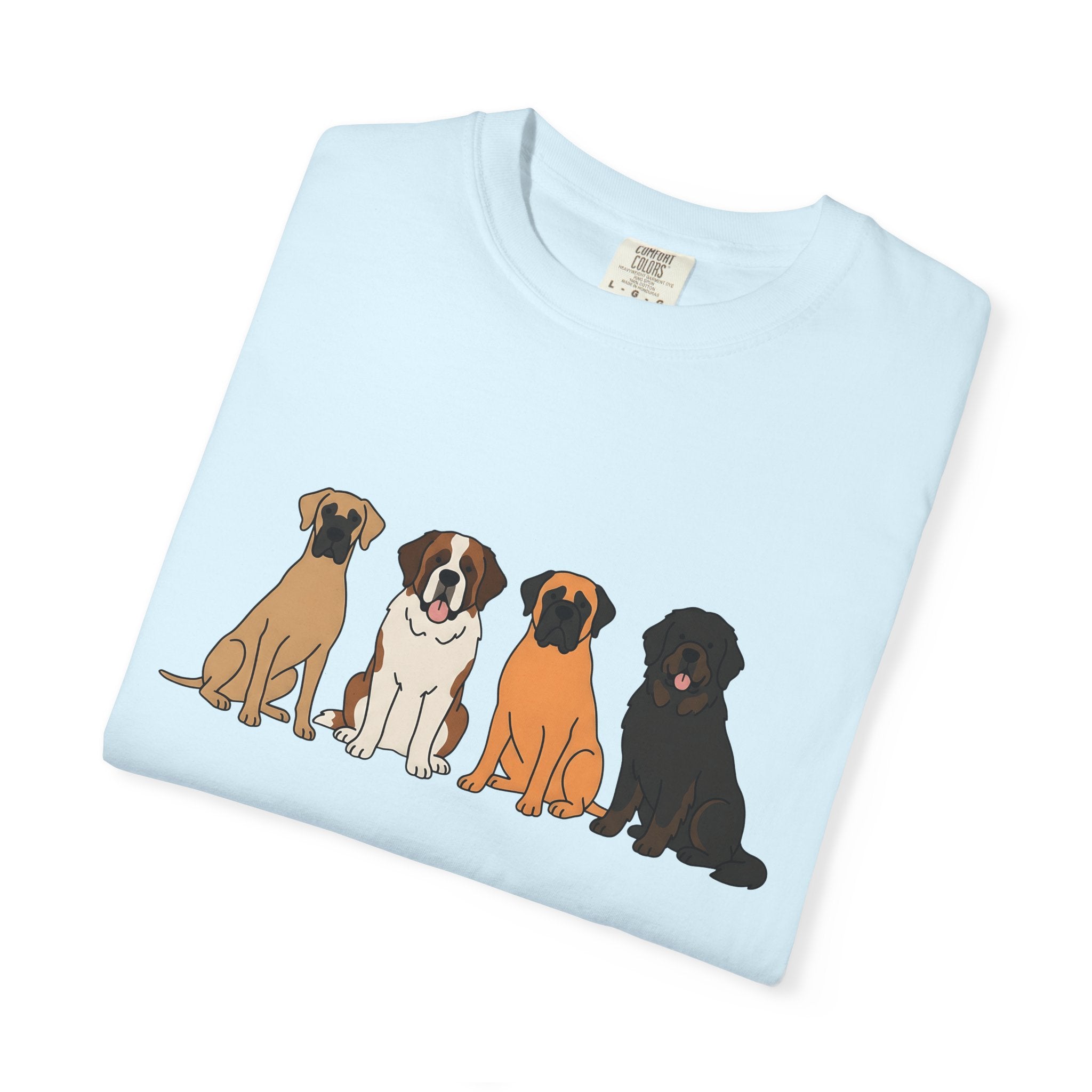 Giant Dog Breeds Shirt Dog Critters Gift Women Hand Drawn Tee Large Dog T-Shirt Dog Fan Illustrated Tshirt Creature Graphic Line Art Bunch