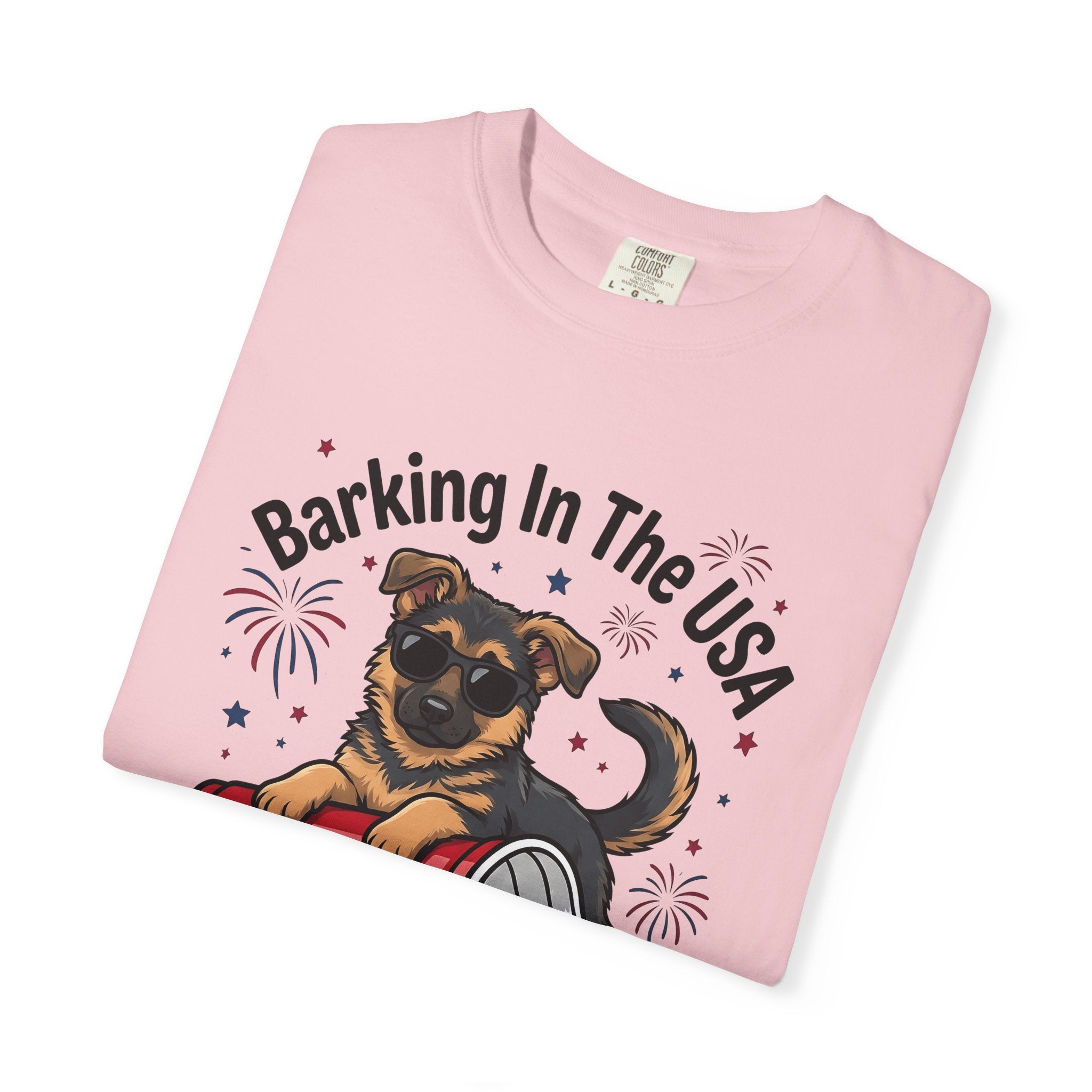German Puppy Shirt Dog Flag Gift Women Caricature Tee Dog T-Shirt Dog Fan Puppy Tshirt Flag Graphic Nostalgic Fireworks Display Tshirt