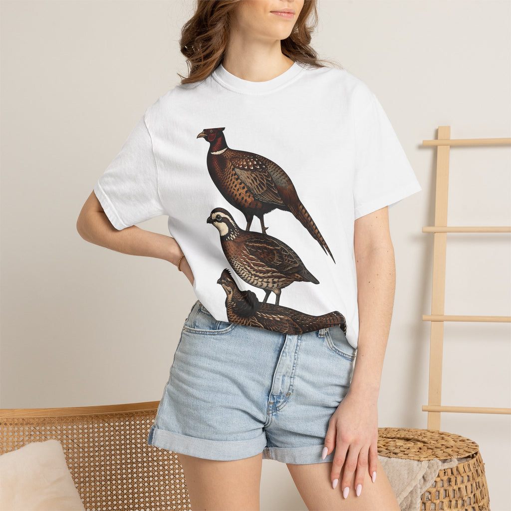 Hunting Game Birds Shirt Hunting Adventure Gift Women Cartoon Tee Upland Game T-Shirt Hunter Fan Wildlife Graphic Tshirt Ink Drawing Animal