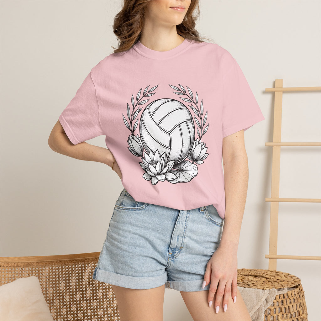 Volleyball Bloom Shirt Volleyball Petal Gift Women Outline Tee Volleyball T-Shirt Volleyball Fan Minimalist Tshirt Floral Graphic Tee