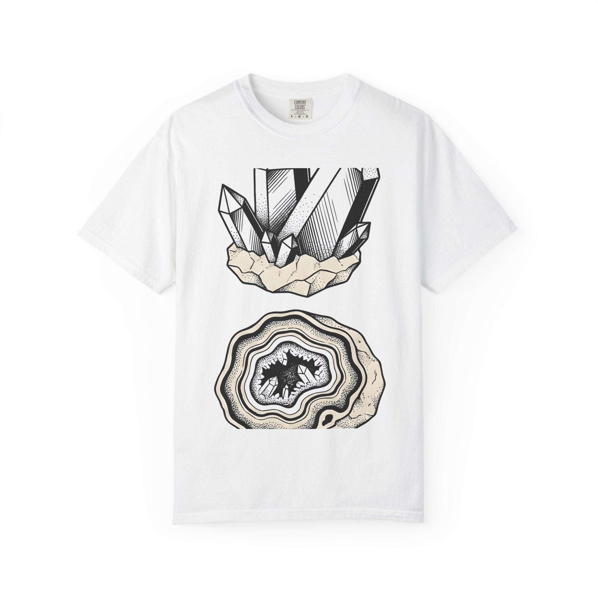 Crystal Formation Shirt Cottagecore Mineral Gift Women Boho Tee Crystal T-Shirt Cottagecore Enthusiast Bohemian Tshirt Rock Graphic Line Art