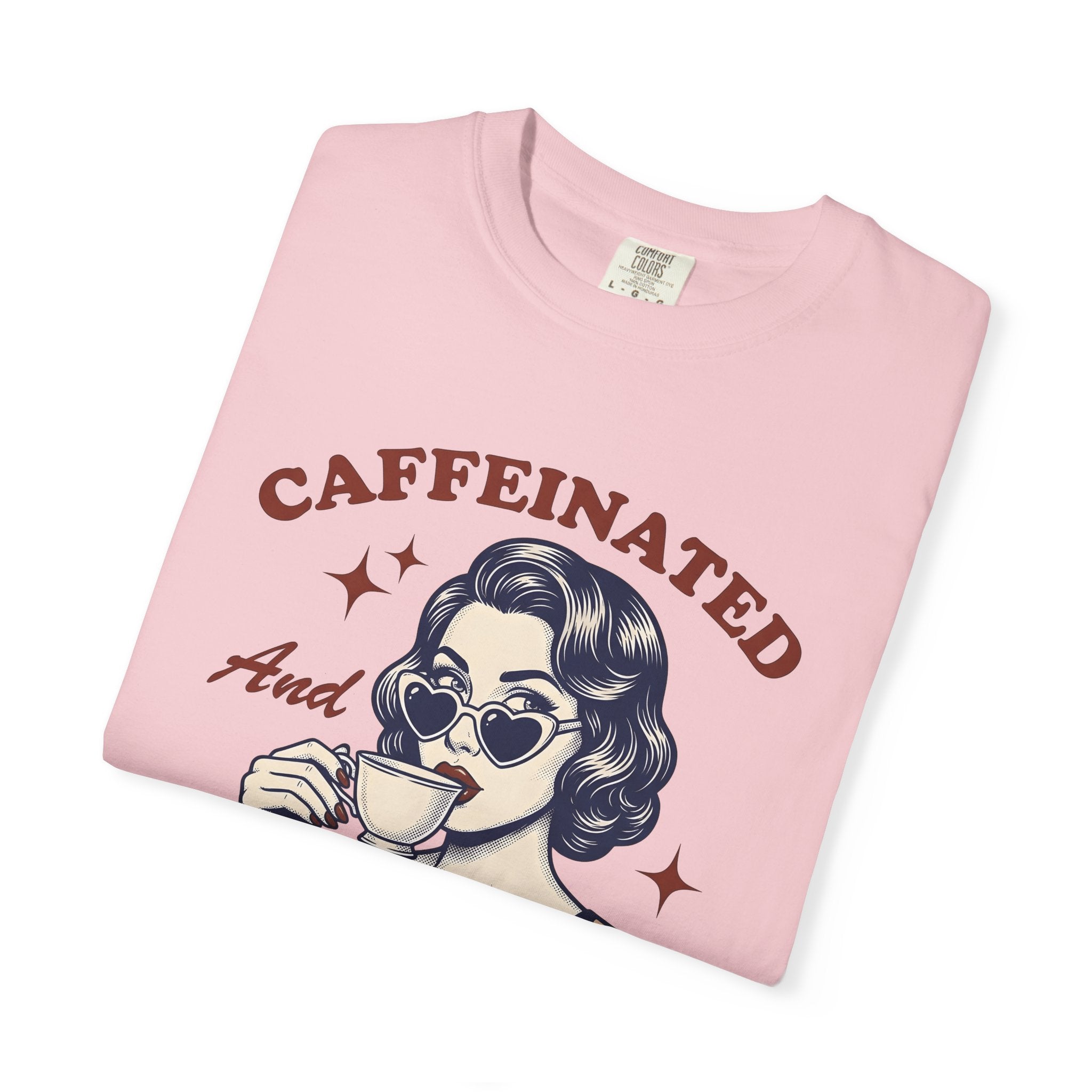 Old Woman Coffee Shirt Coffee Funny Gift Women Classic Tee Coffee T-Shirt Caffeine Fan Vintage Tshirt Humor Graphic Cartoon Heart Shaped