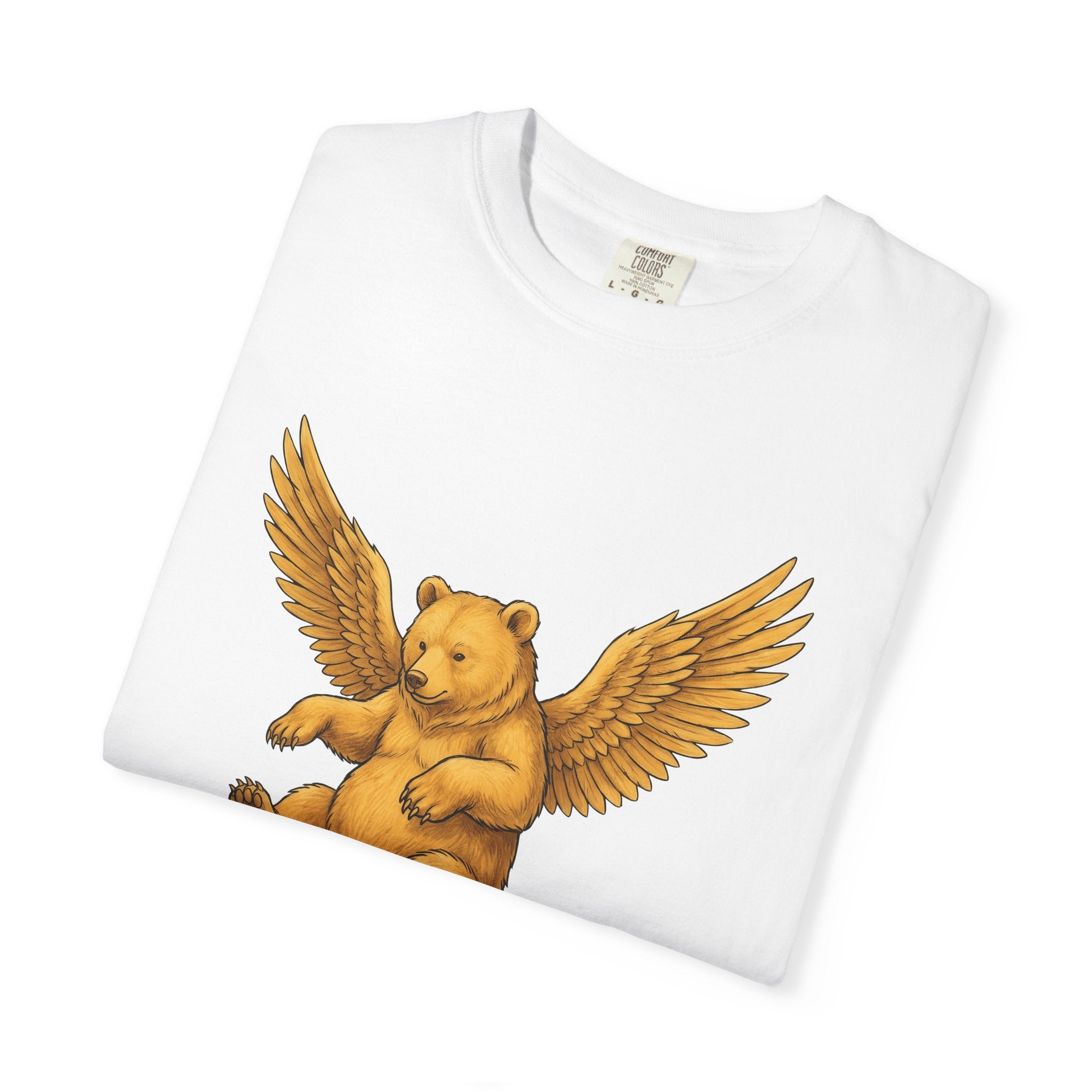 Angel Bear Shirt Animals Mythical Gift Women Line Art Tee Teddy Bear T-Shirt Creature Fan Fantasy Tshirt Mythical Graphic Rustic Quill