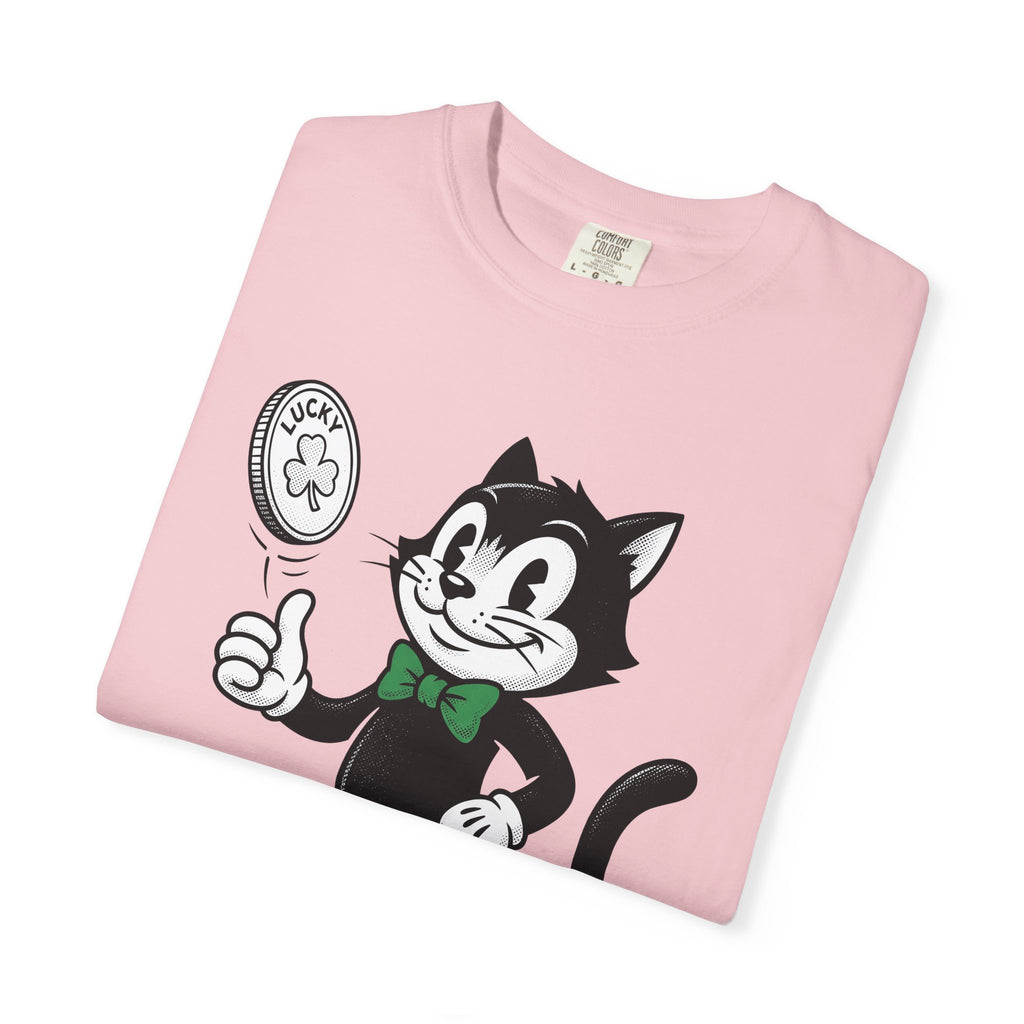 Black Cat Shirt St Patrick's Day Luck Gift Women Cartoon Tee Cat T-Shirt Lucky Fan Toon Tshirt Fortune Graphic Vintage Coin Tshirt