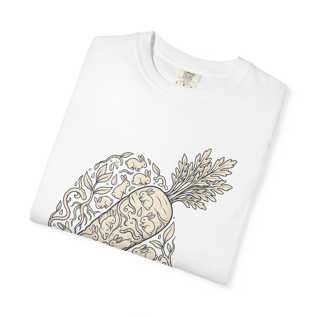 Bunny Vegetable Shirt Easter Pets Gift Women Line Art Tee Rabbit T-Shirt Easter Fan Bunny Tshirt Animal Graphic Cartoon Greenery Tshirt
