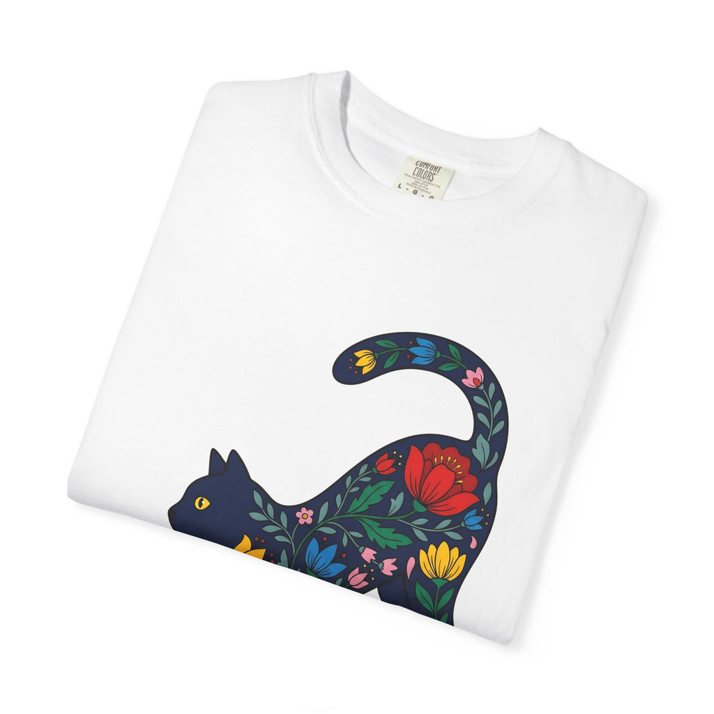 Floral Cat Shirt Cat Botanical Gift Women Boho Tee Kitty T-Shirt Cat Fan Fauvist Tshirt Floral Graphic Folk Art Wildflowers Tshirt