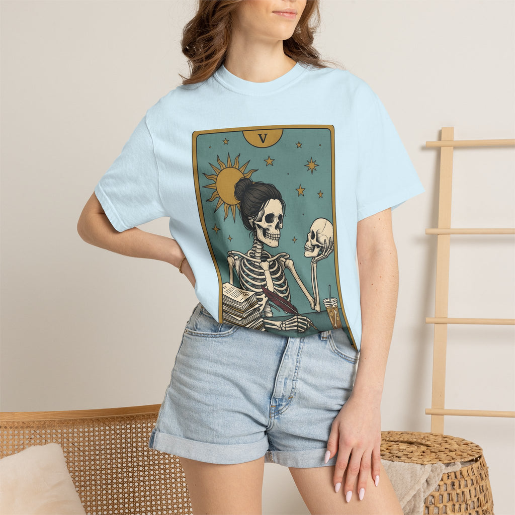 Skeleton Educator Shirt Teachers Spooky Gift Women Divination Card Tee Bone Teacher T-Shirt Educator Enthusiast Tarot Card Tshirt Horror
