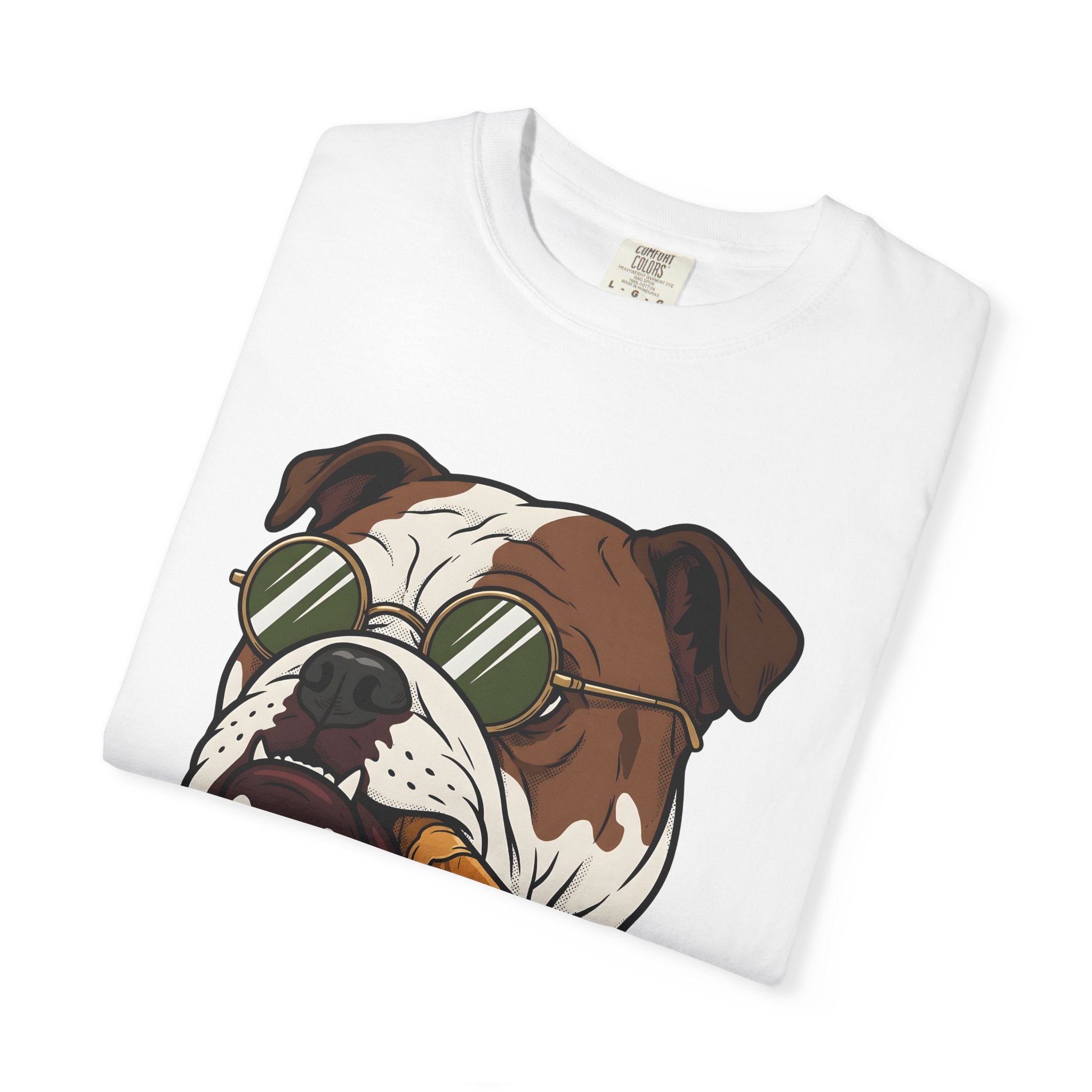 Bulldog Head Shirt Dog Jokes Gift Women Comic Tee Bulldog T-Shirt Dog Fan Cartoon Tshirt Pun Graphic Vintage Shades Tshirt